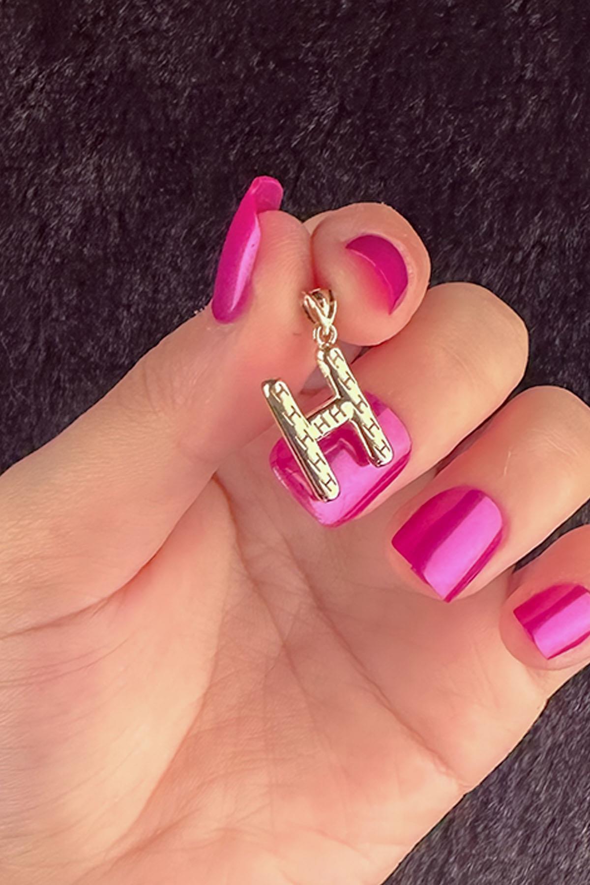 14K Gold H Letter Charm