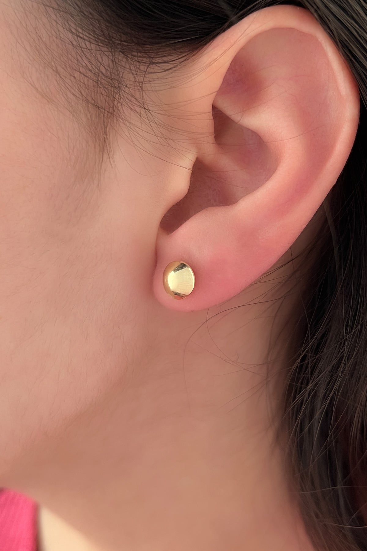 14K Gold Half Ball Stud Earrings