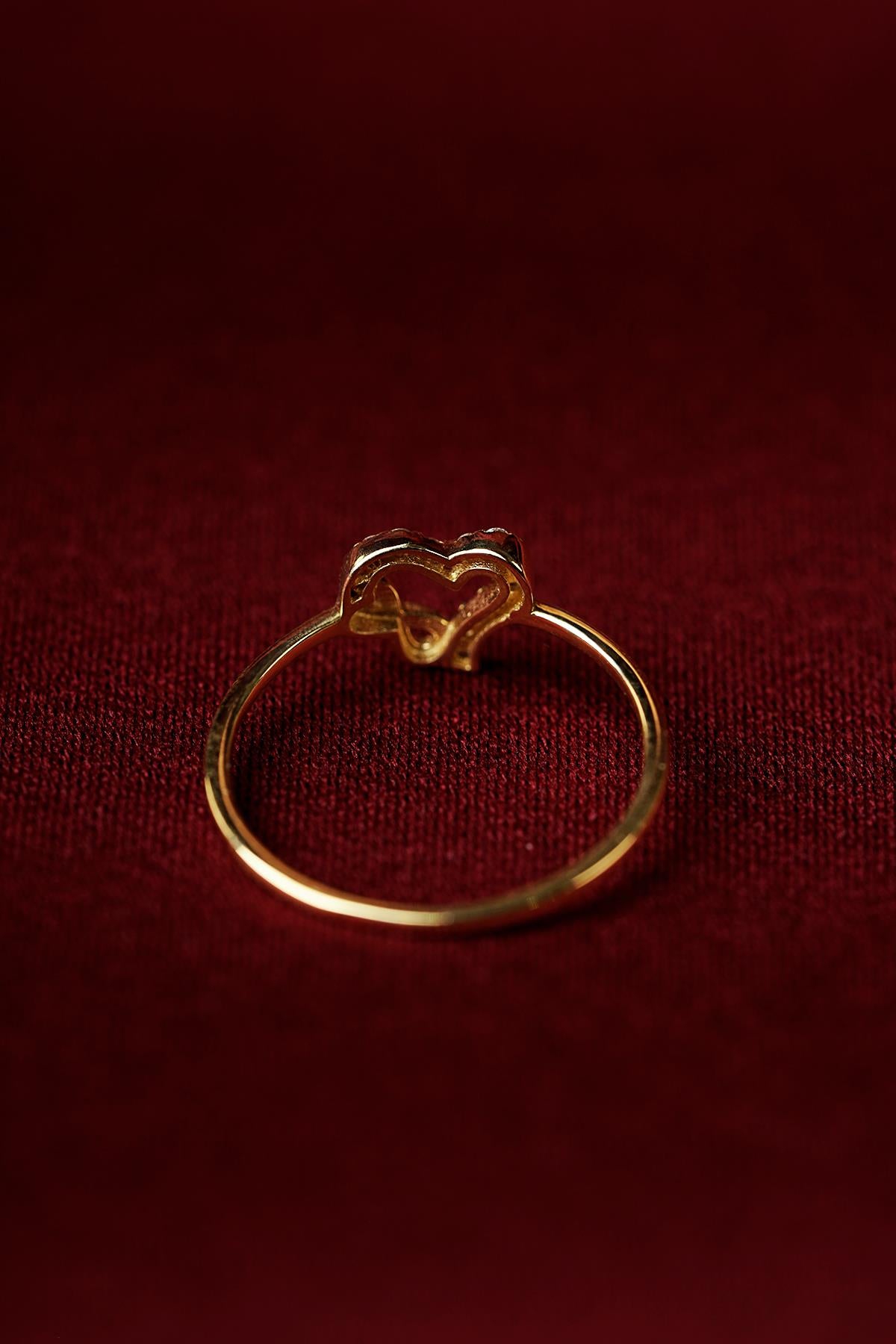 14K Solid Gold Heart Mini İnfinity Shape Ring
