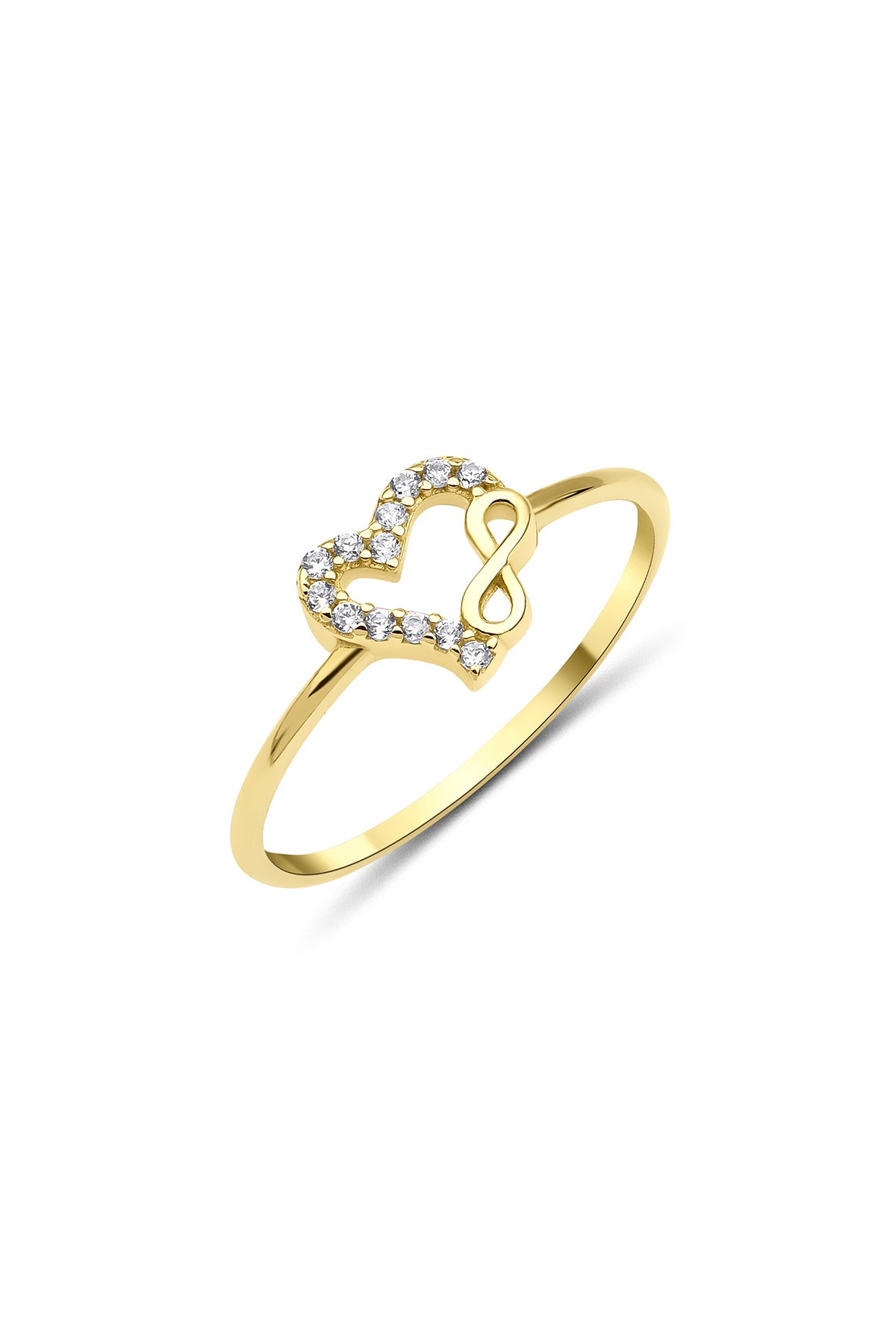 14K Gold Heart Mini İnfinity Shape Ring