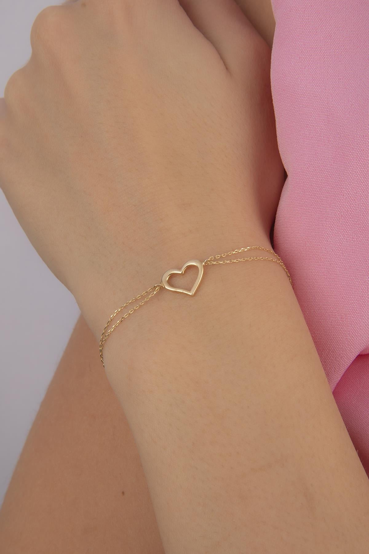14K Gold Heart Shape Bracelet
