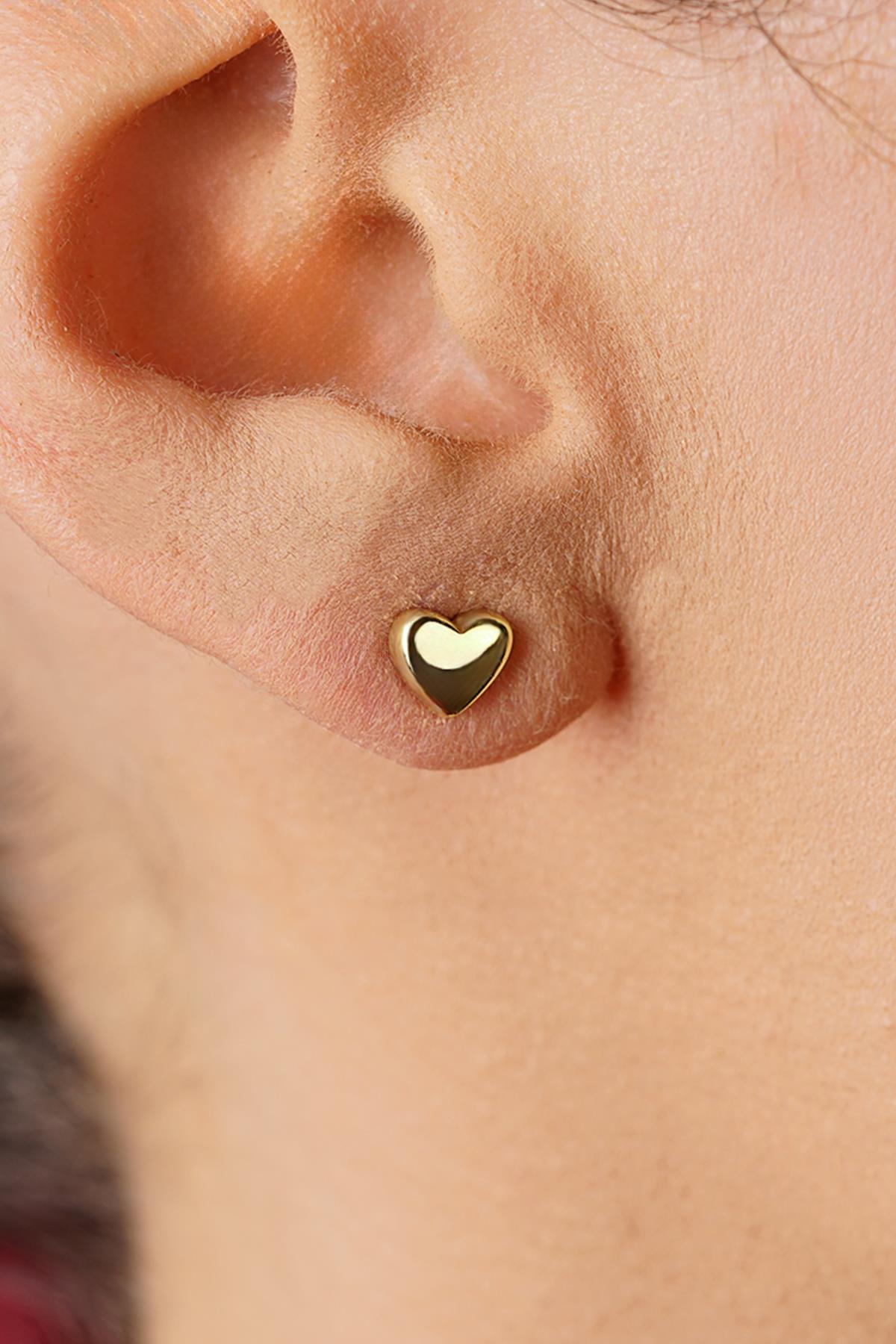 14K Gold Herat Shape Stud Earrings