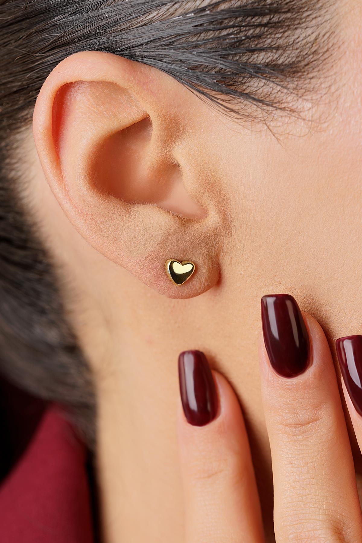 14K Gold Herat Shape Stud Earrings