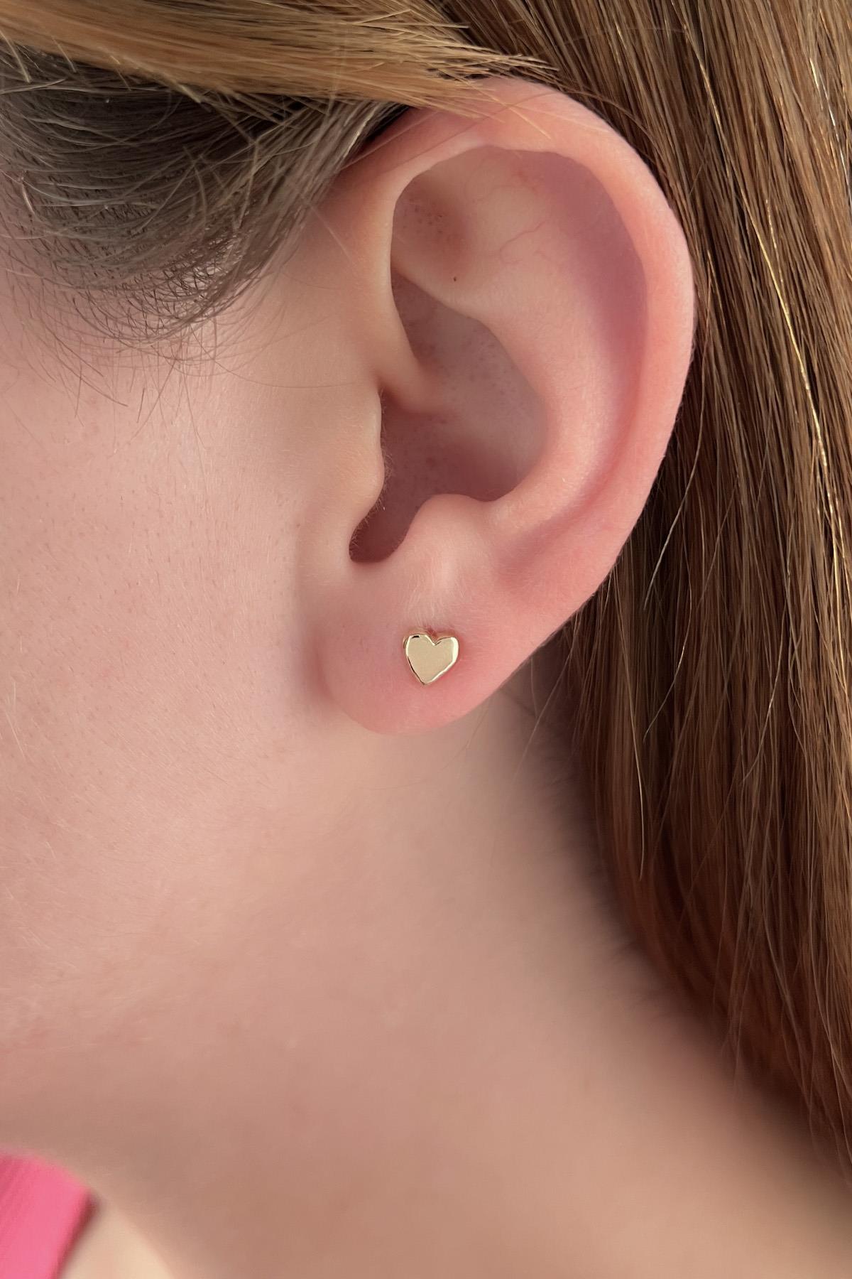 14K Gold Herat Shape Stud Earrings
