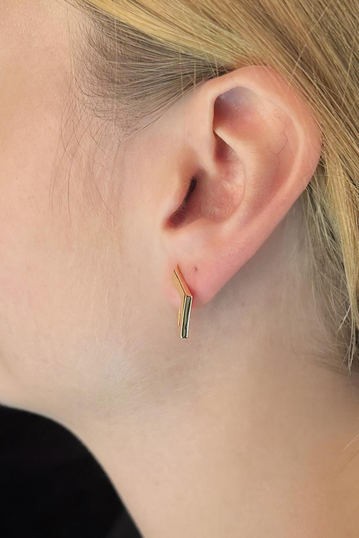 14K Gold Hexagon Earrings