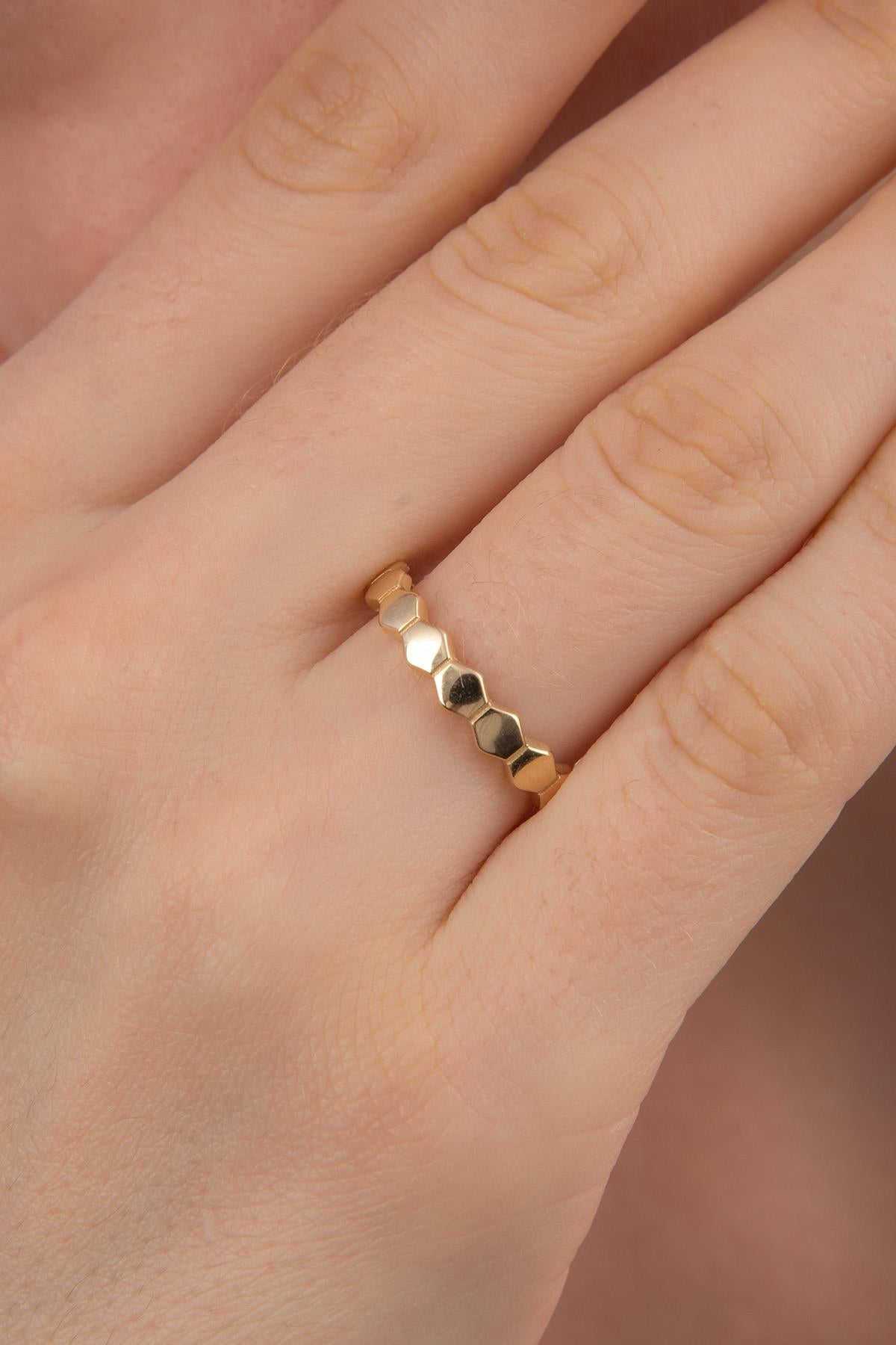 14K Gold Honeycomb Ring