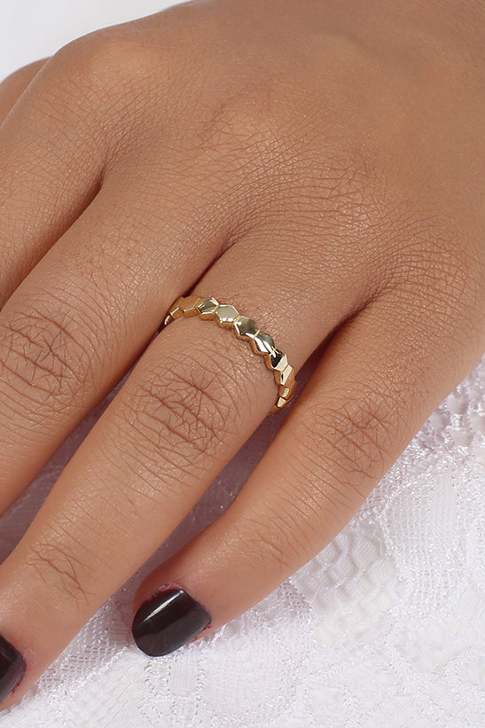 14K Gold Honeycomb Ring