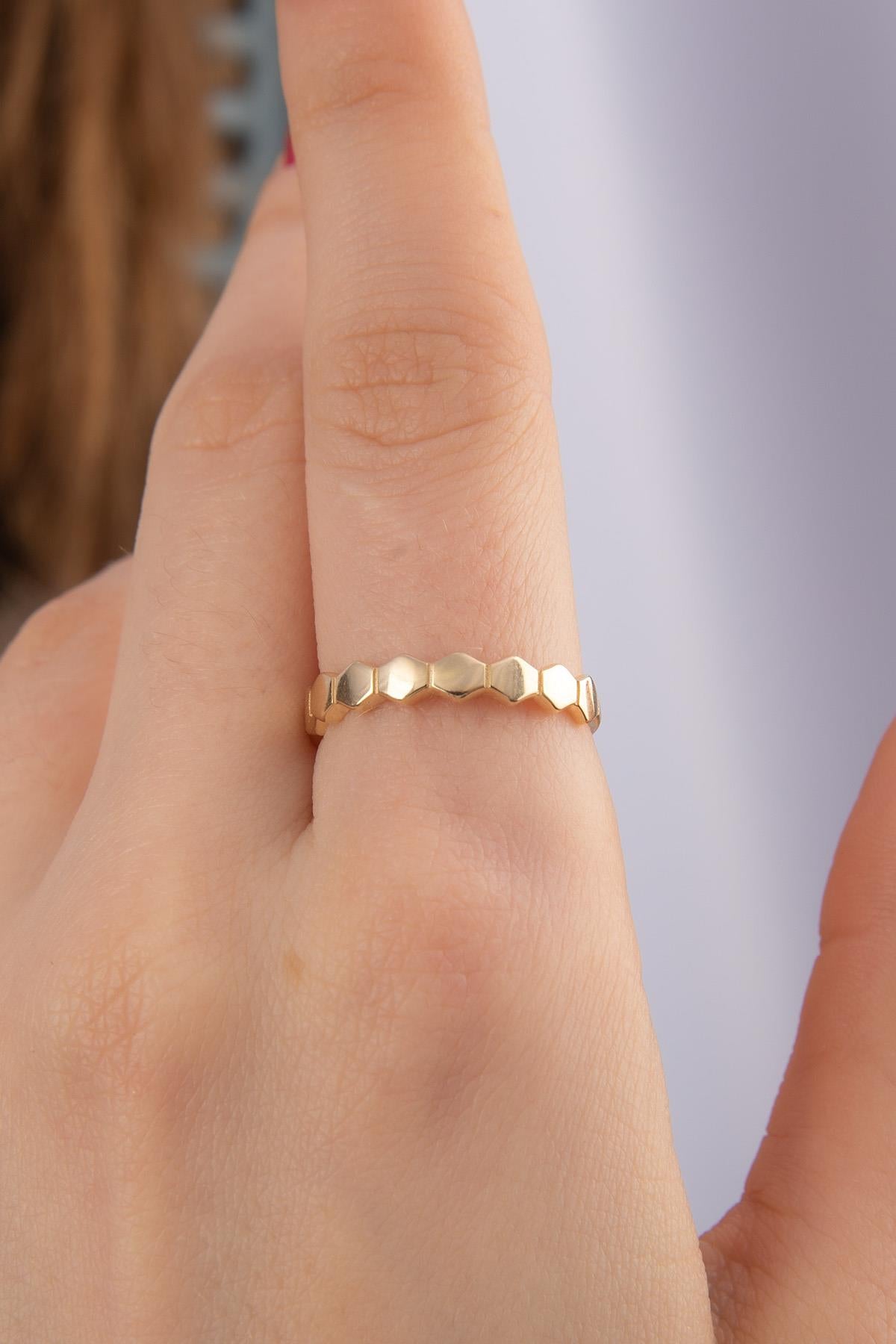 14K Gold Honeycomb Ring