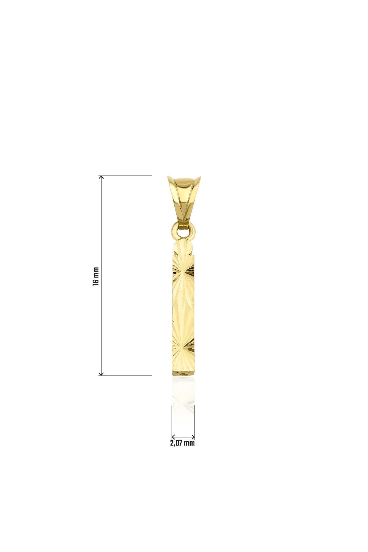 14K Gold İ Letter Mini Shine Pendant