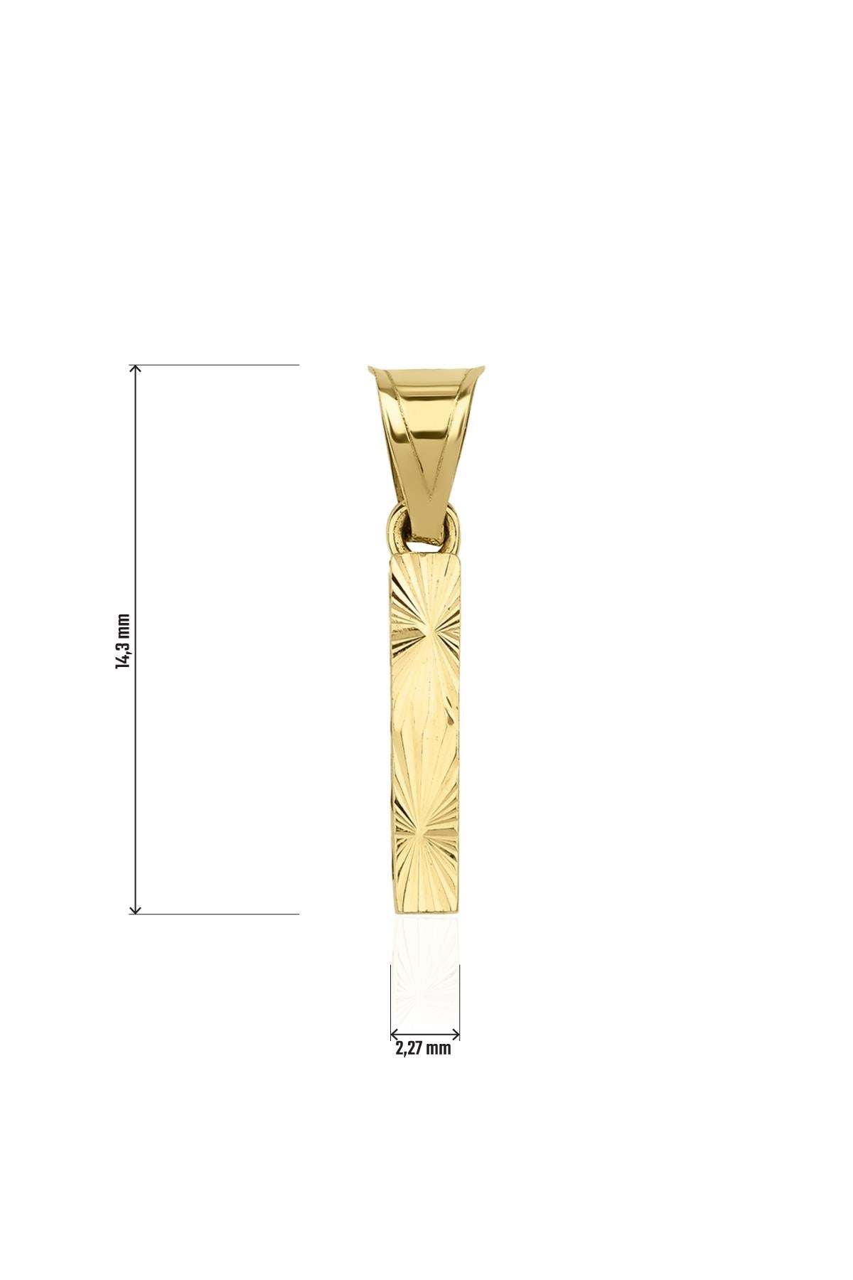 14K Gold I Letter Mini Shine Pendant