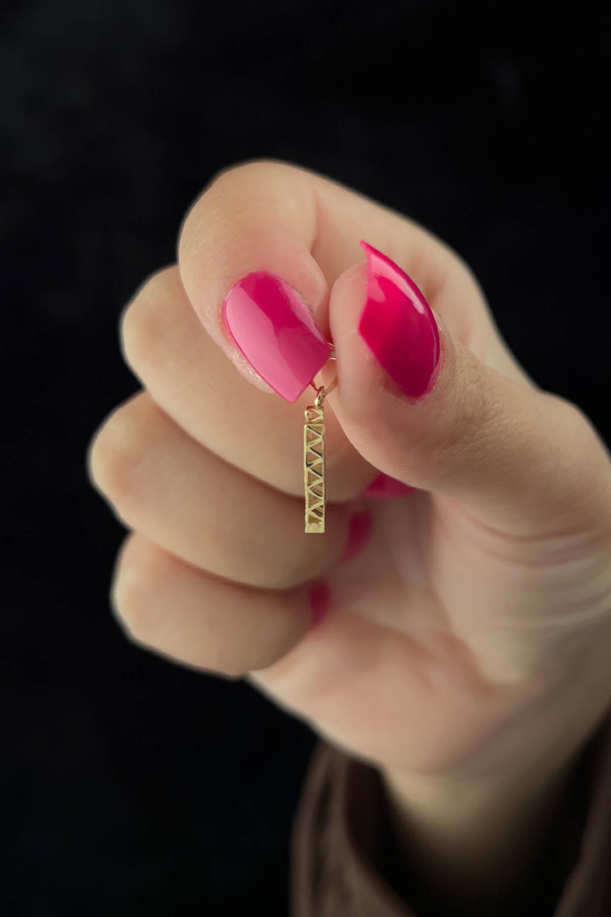 14K Gold İ Letter Mini Shine Pendant