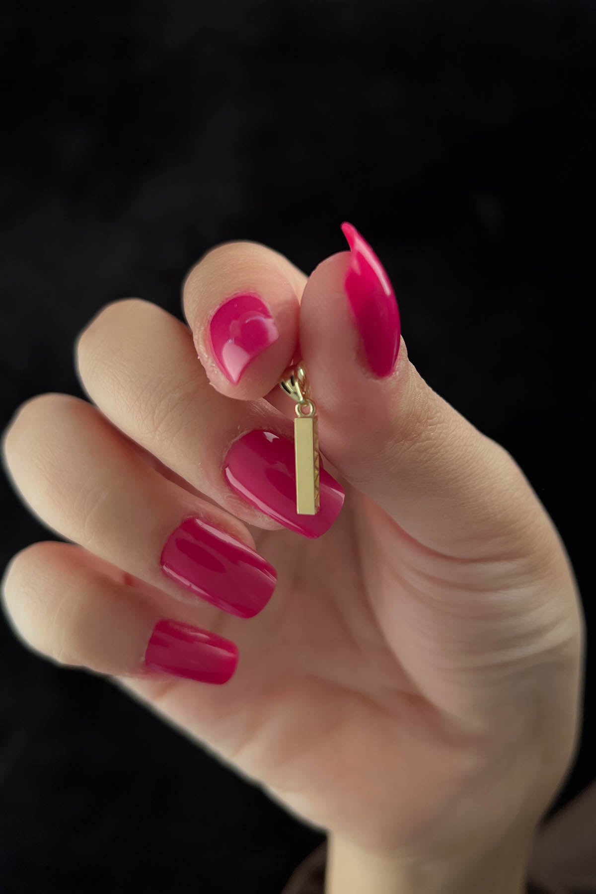 14K Gold I Letter Mini Shine Pendant