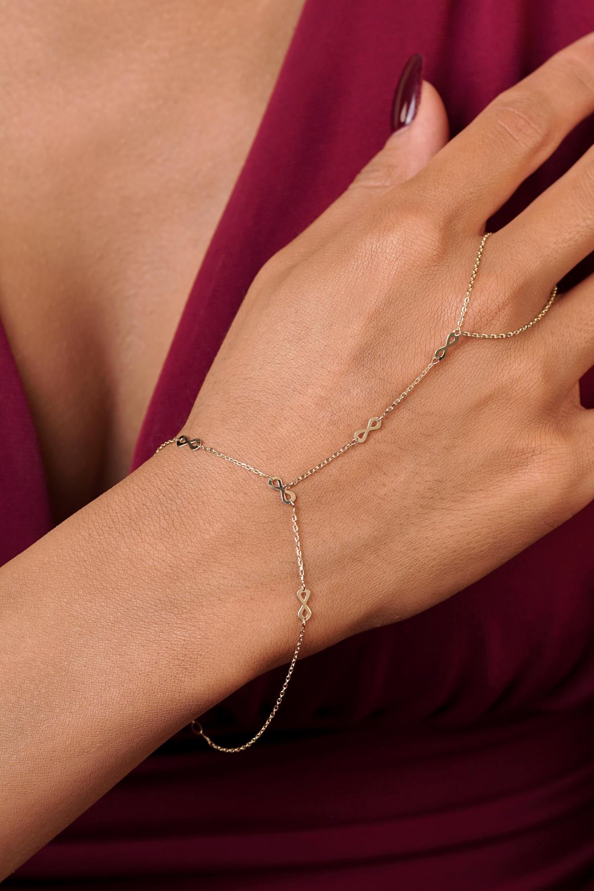 14K Gold Infinity Hand Chain