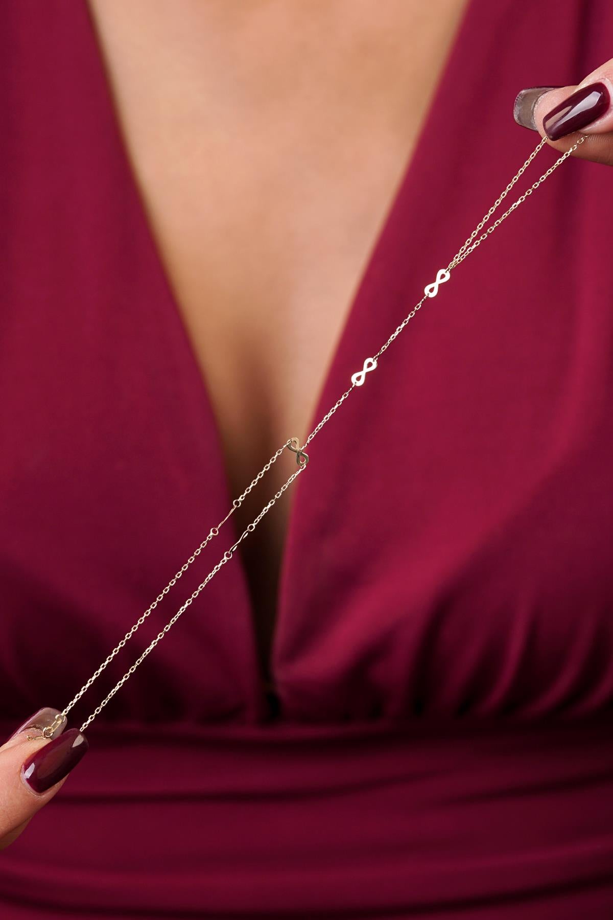 14K Gold Infinity Hand Chain