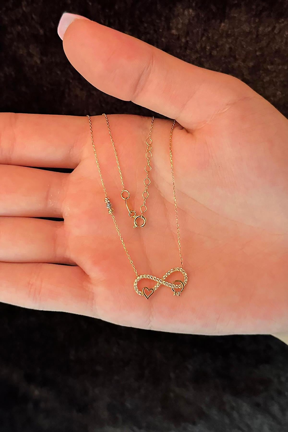 14K Gold Infinity Heart Ring Necklace