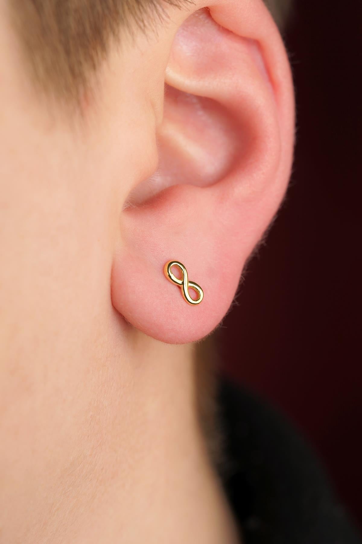 14K Gold Infinity Men’s Earring