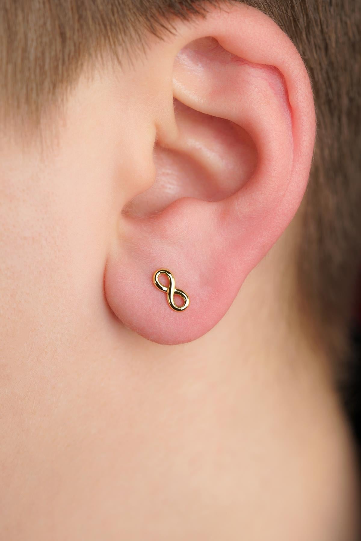 14K Gold Infinity Men’s Earring