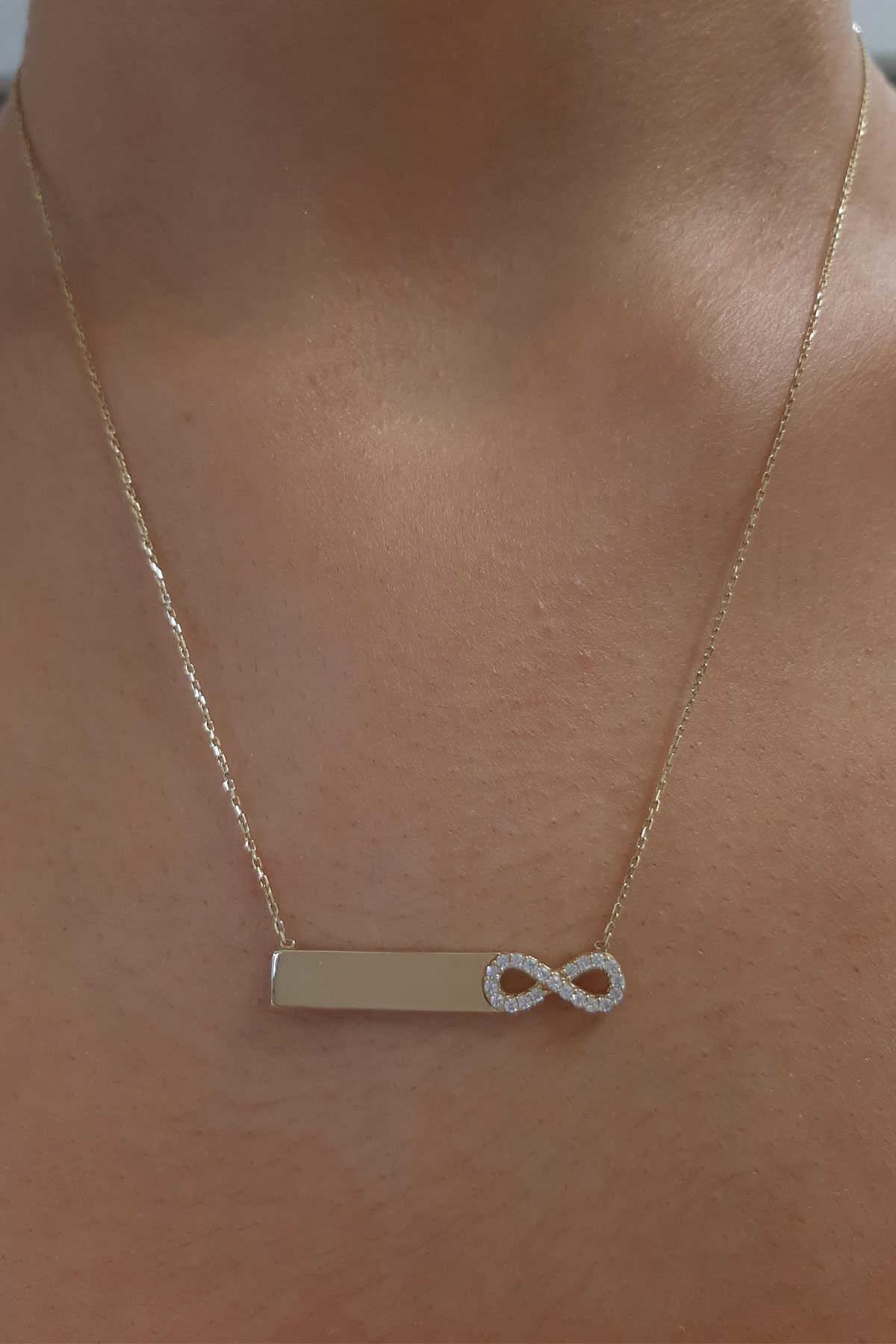 14K Gold Infinity With Name Written Necklace