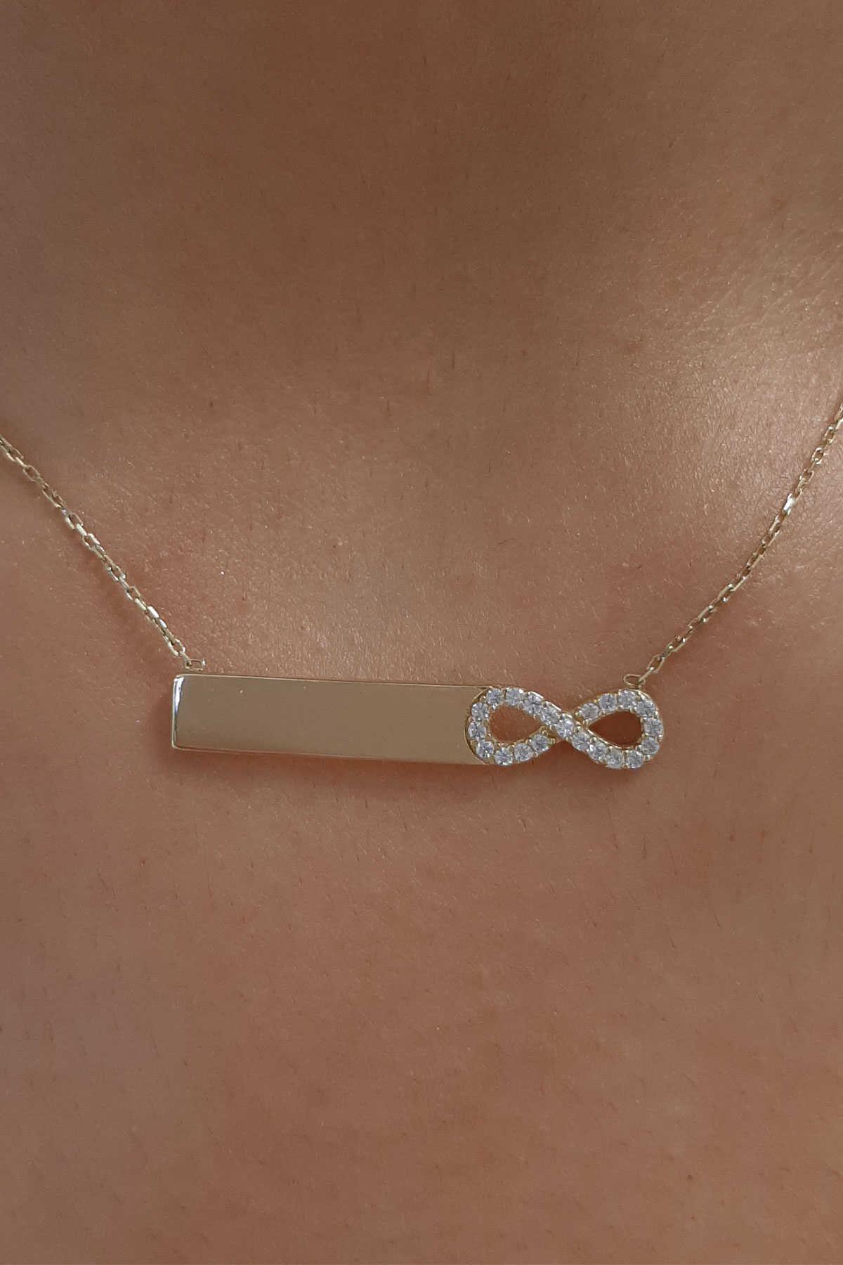 14K Gold Infinity With Name Written Necklace