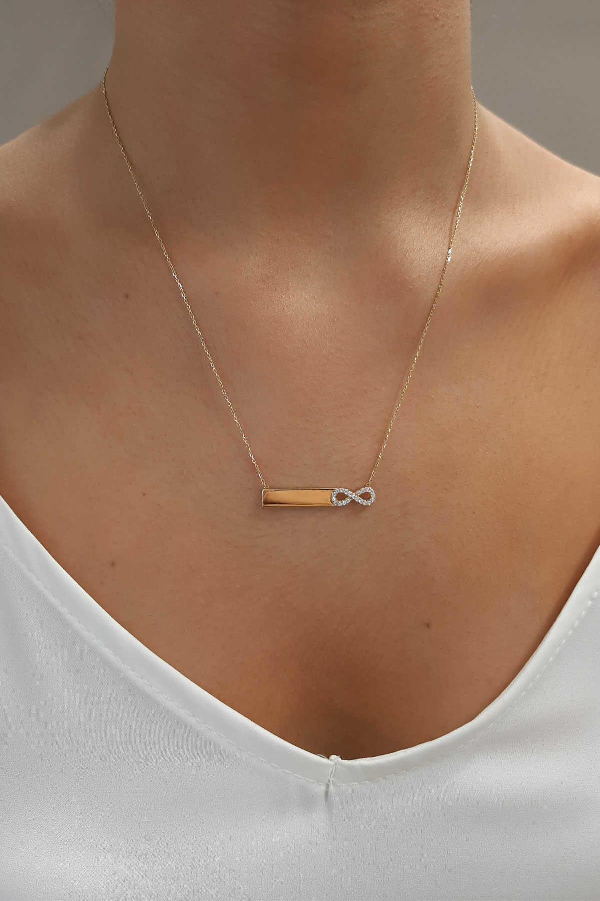 14K Gold Infinity With Name Written Necklace