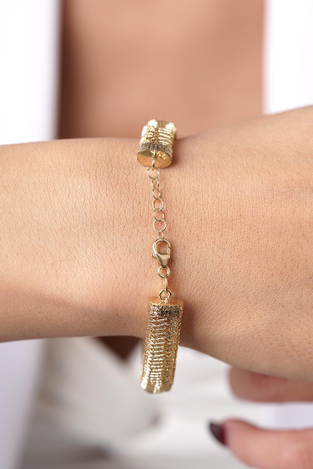 14K Gold Italian Cross Woven Cuff Bracelet