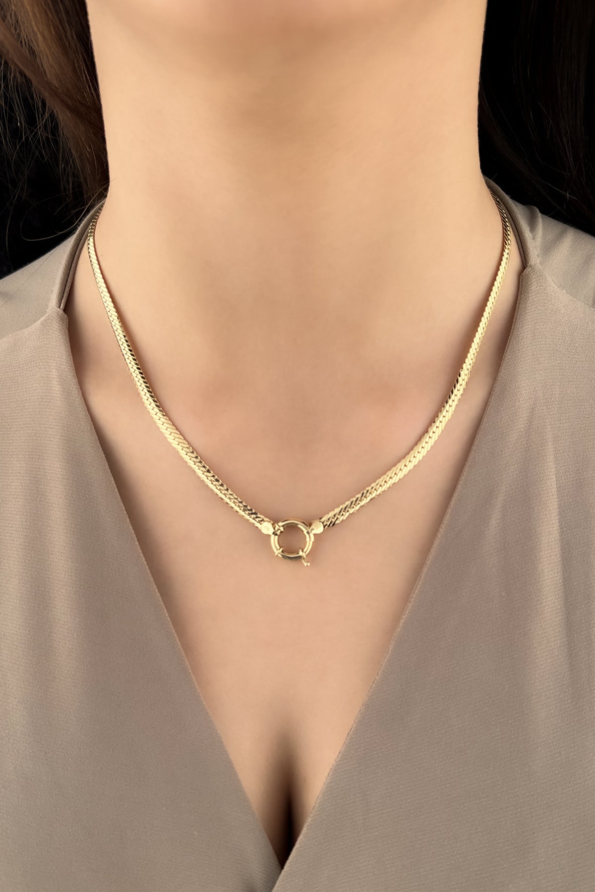 14K Gold Italian Snake Back Chain  With Sailor Lock   0.157 inch