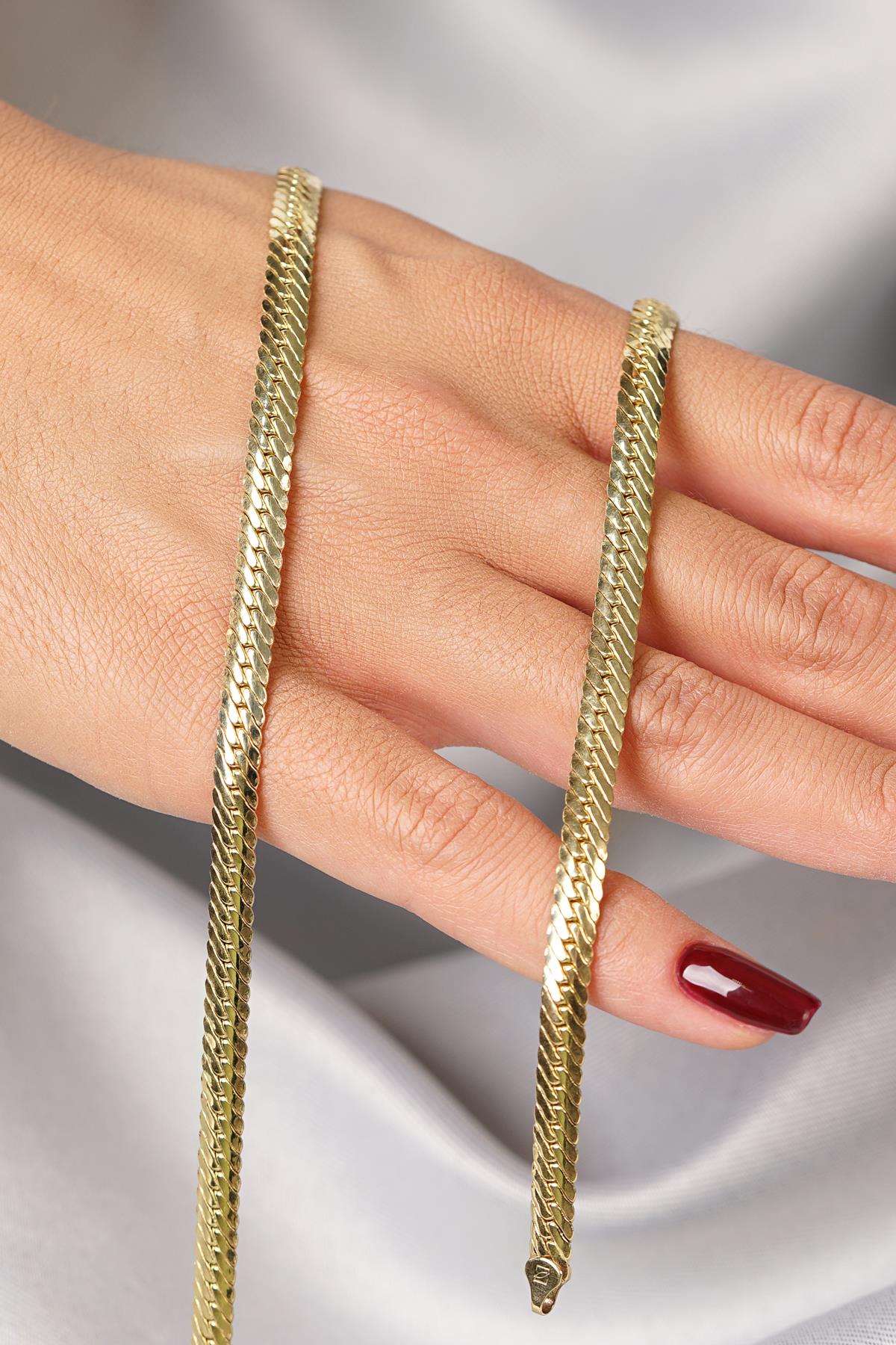 14K Gold Italian Snake Back Chain  With Sailor Lock   0.200 inch
