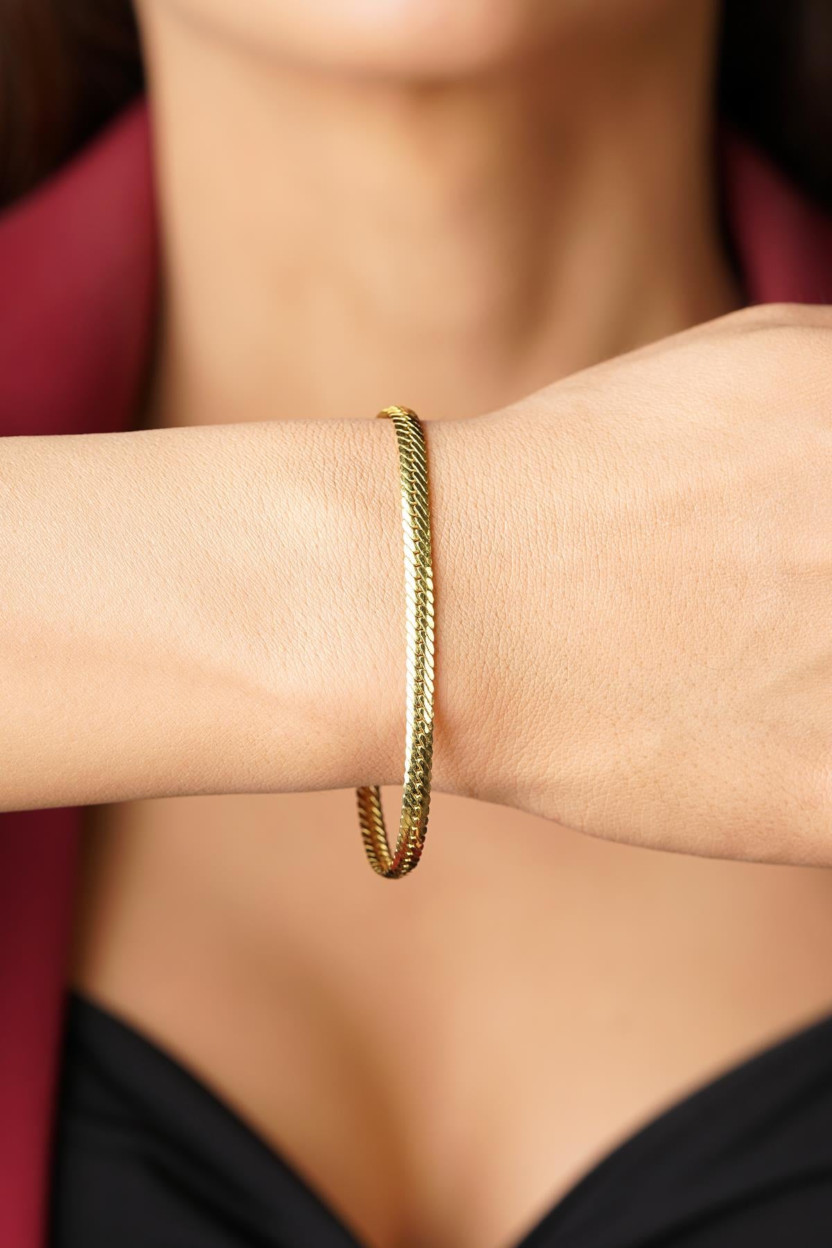 14K Gold İtalian Snake Bracelet   0.147 inch