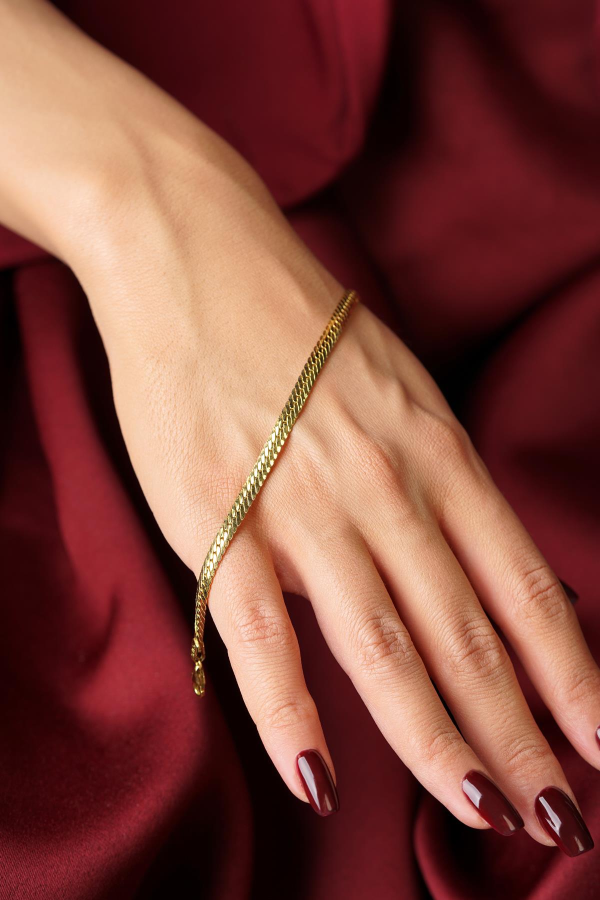 14K Gold İtalian Snake Bracelet   0.147 inch