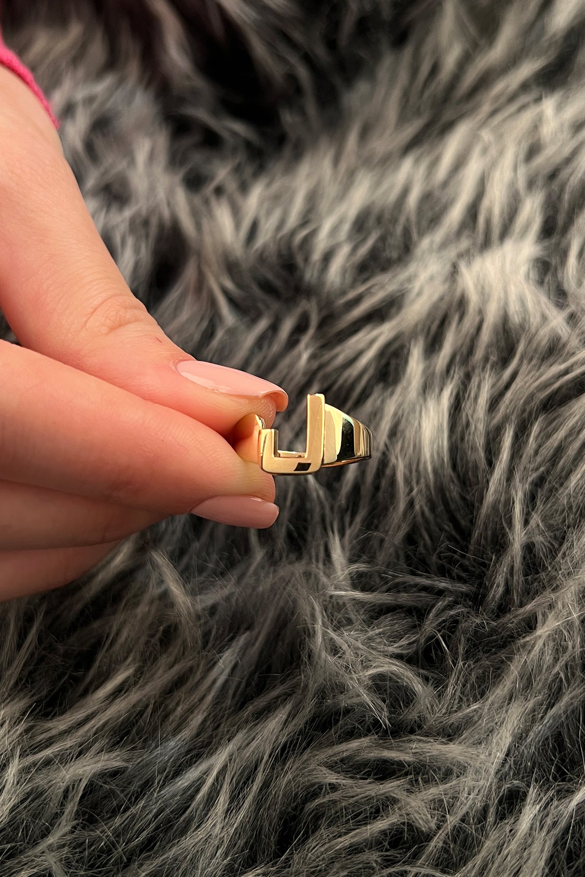 14k Gold J Initial Ring