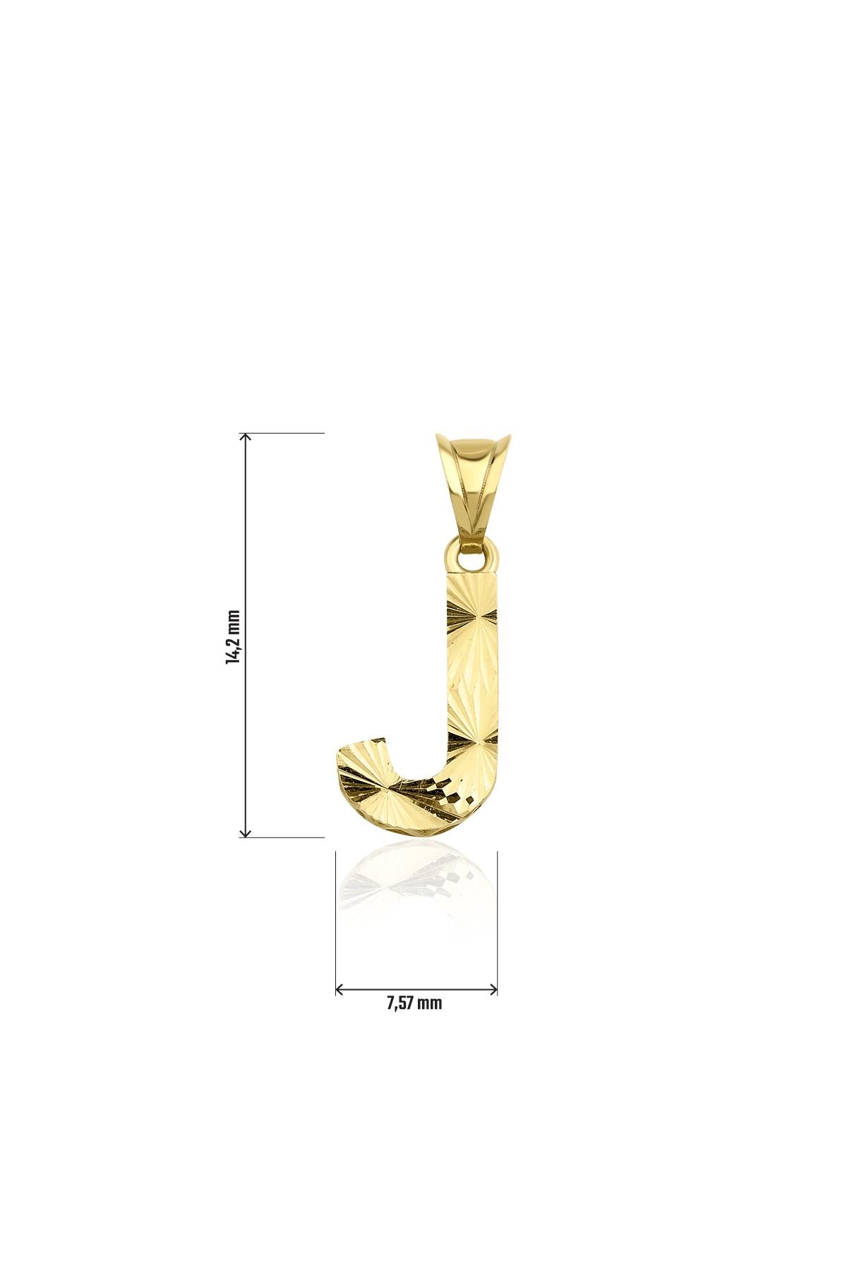14K Gold J Letter Mini Shine Pendant