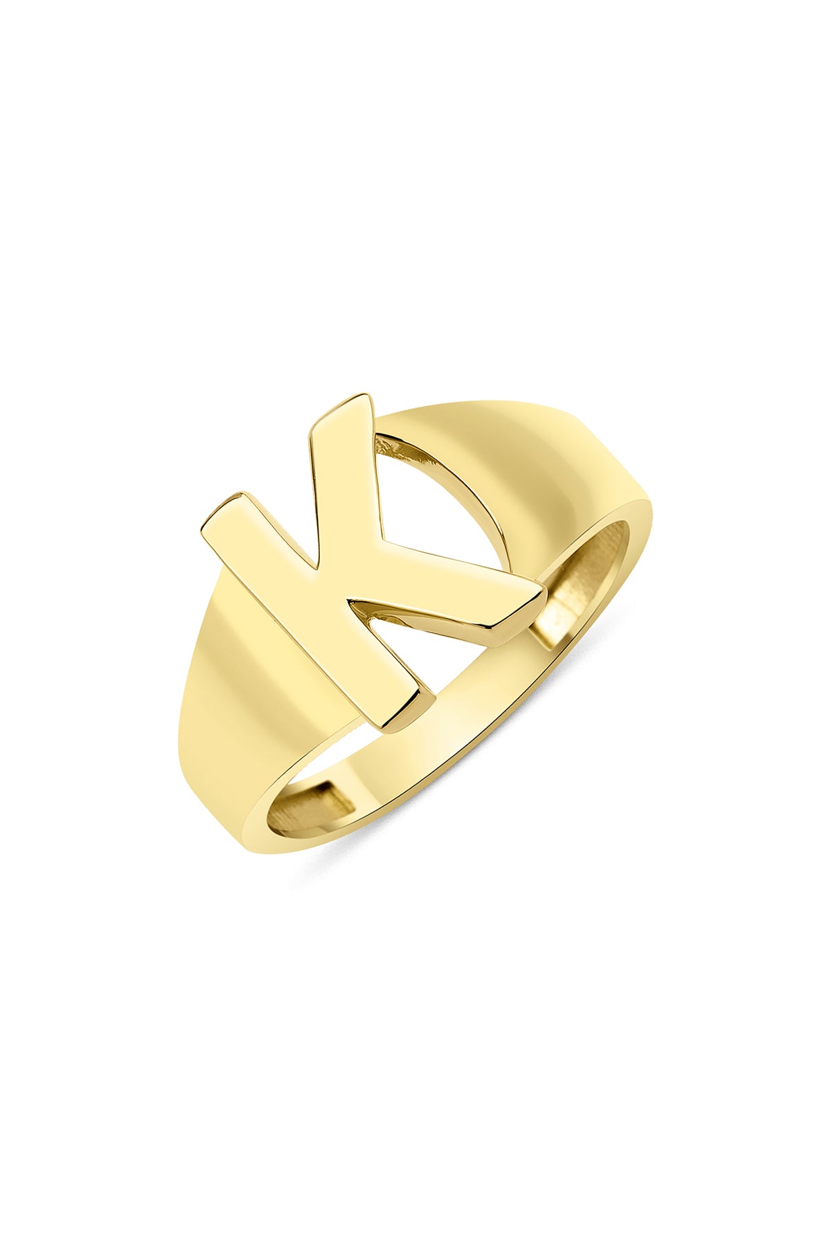 14k Gold K Initial Ring