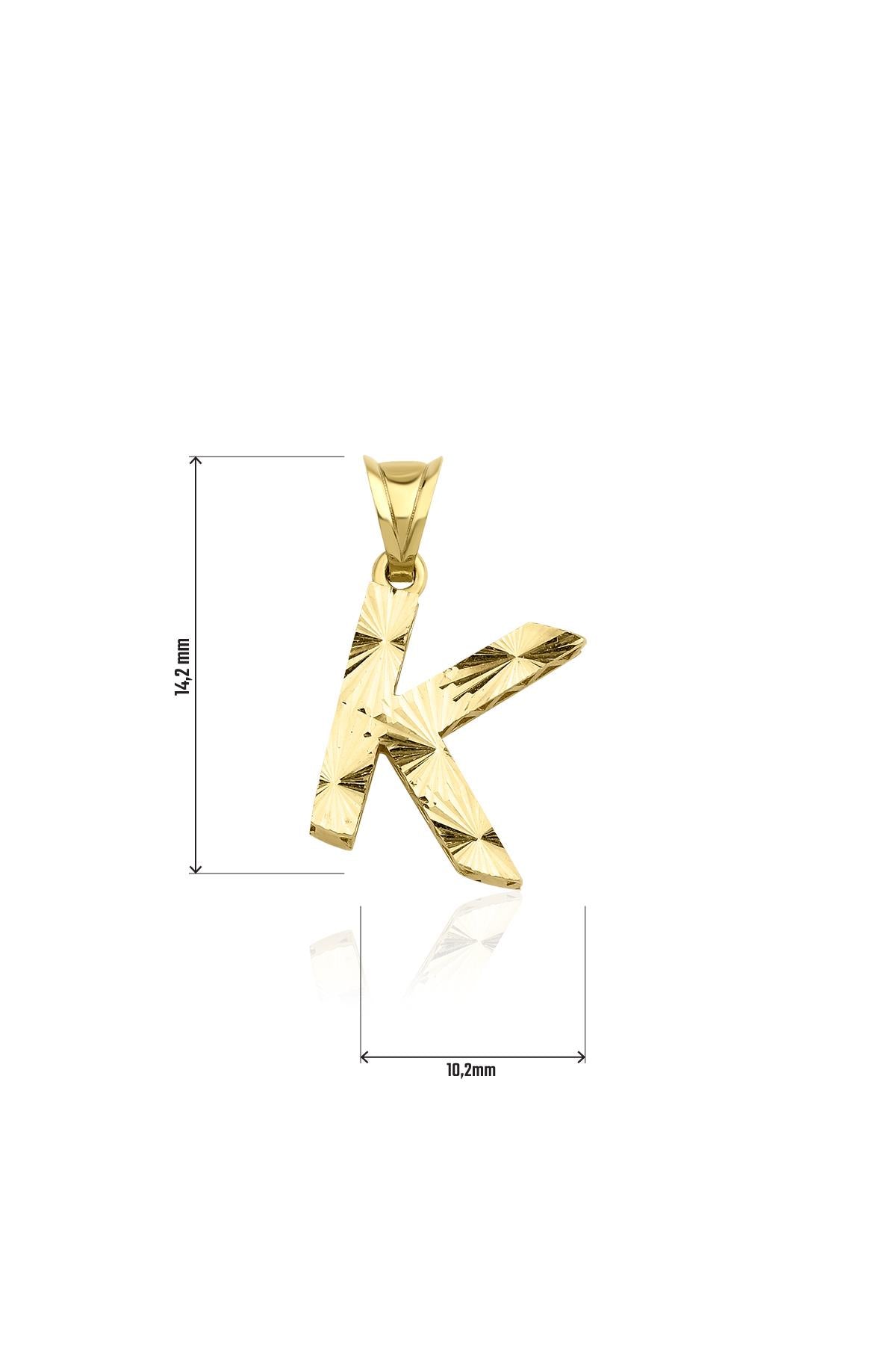 14K Gold K Letter Mini Shine Pendant