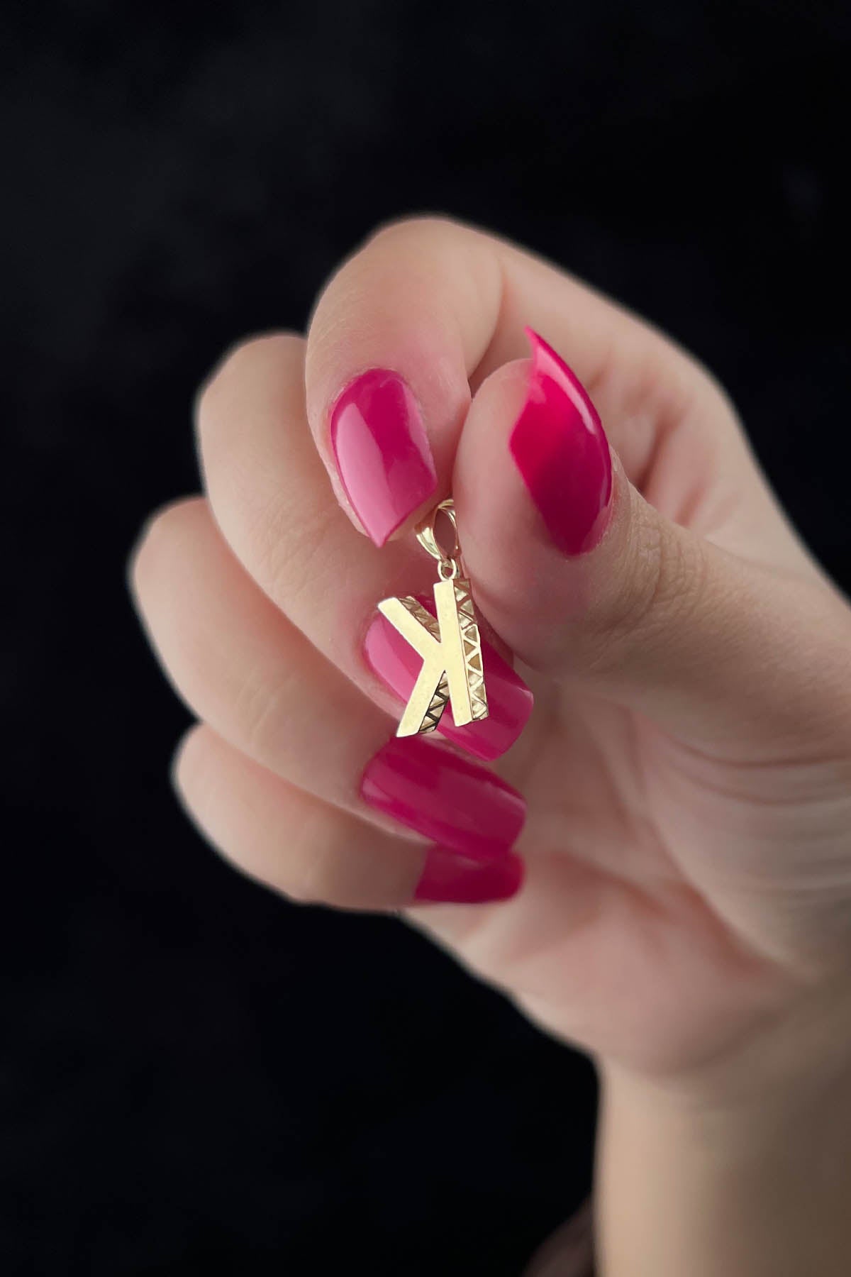 14K Gold K Letter Mini Shine Pendant