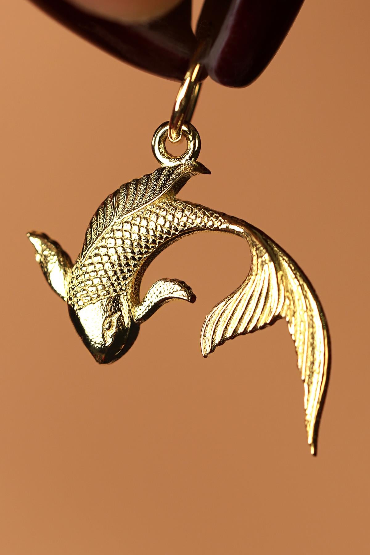 14K Solid Gold Koi Fish Pendant