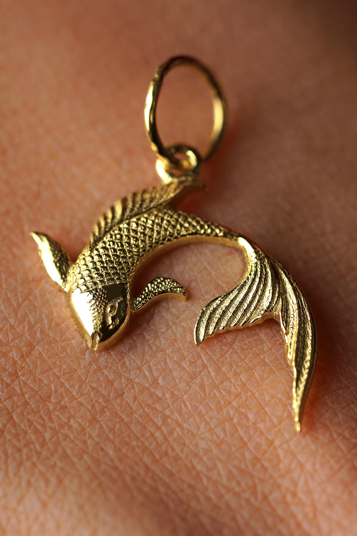 14K Solid Gold Koi Fish Pendant
