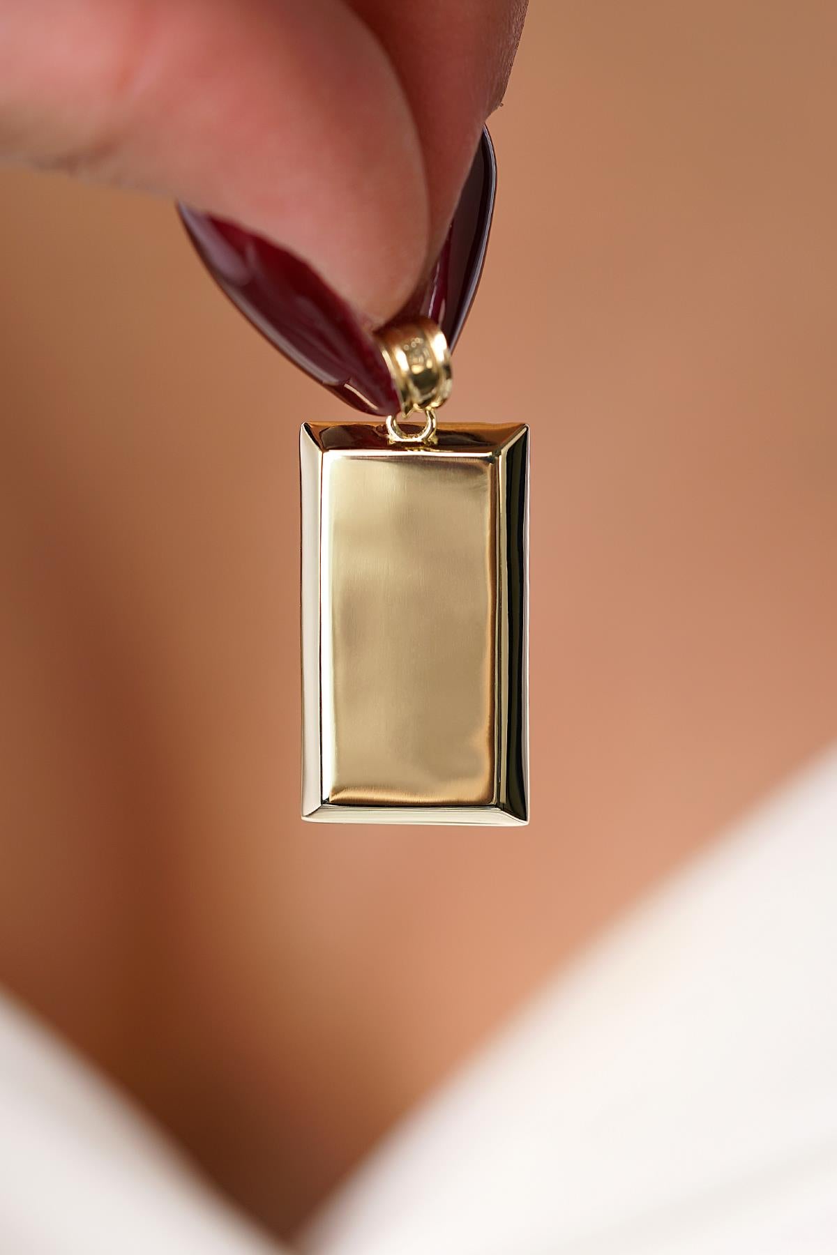 14K Gold Large Ingot Gold Bar Pendant