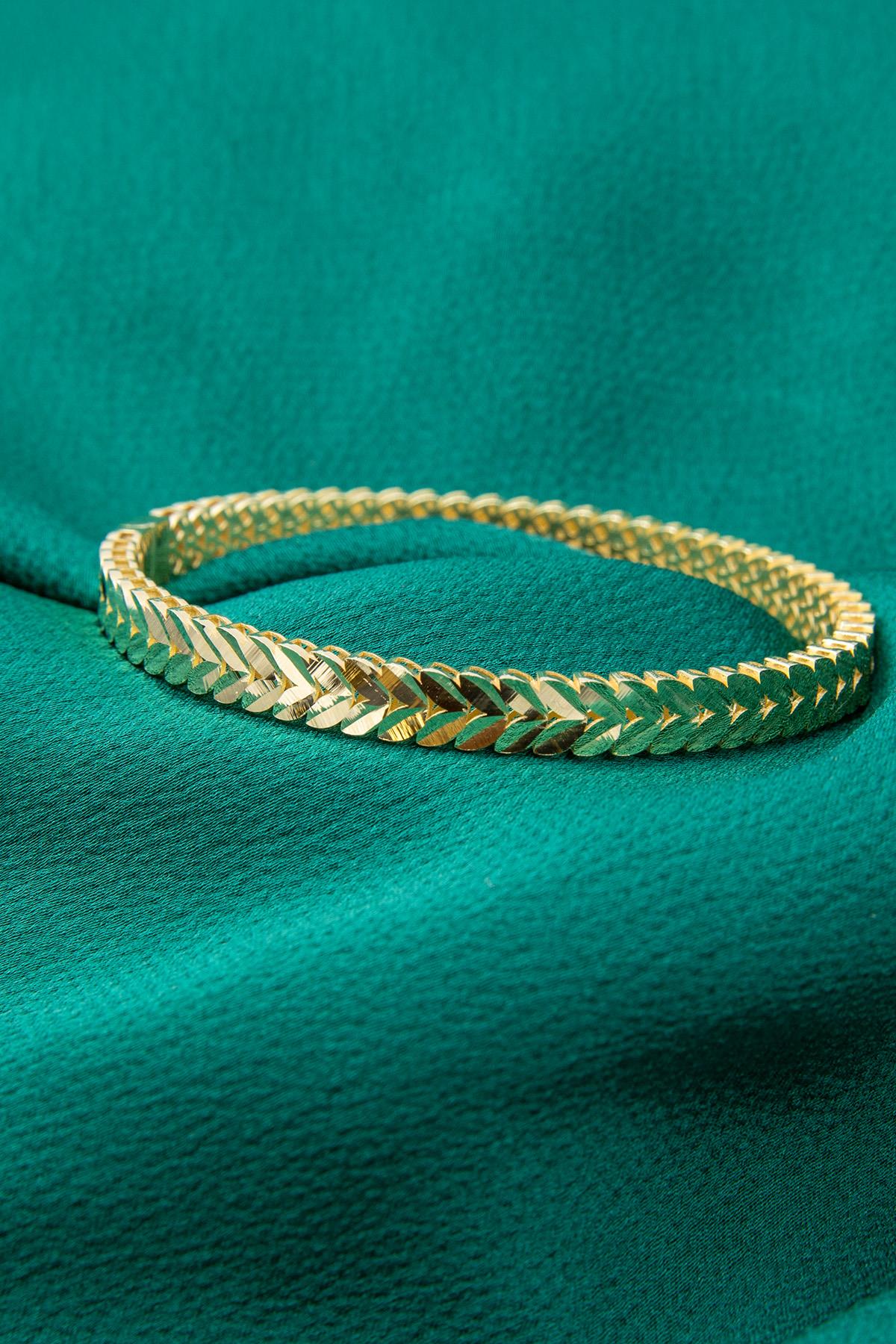 14K Gold Leaf Bangle