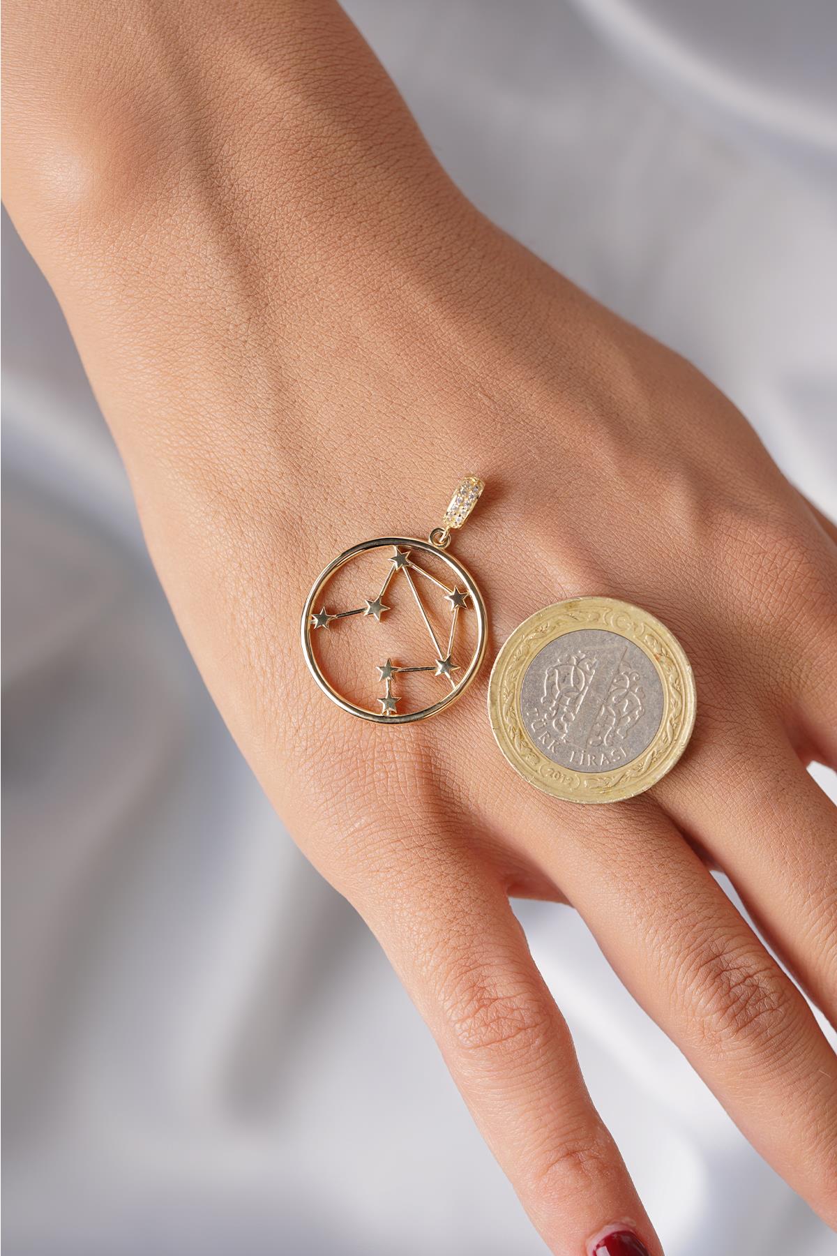 14K Gold Libra Zodiac Constellation Pendant