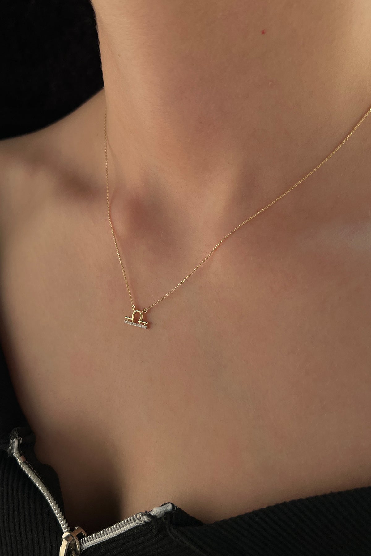 14K Gold Libra Zodiac Sign Necklace