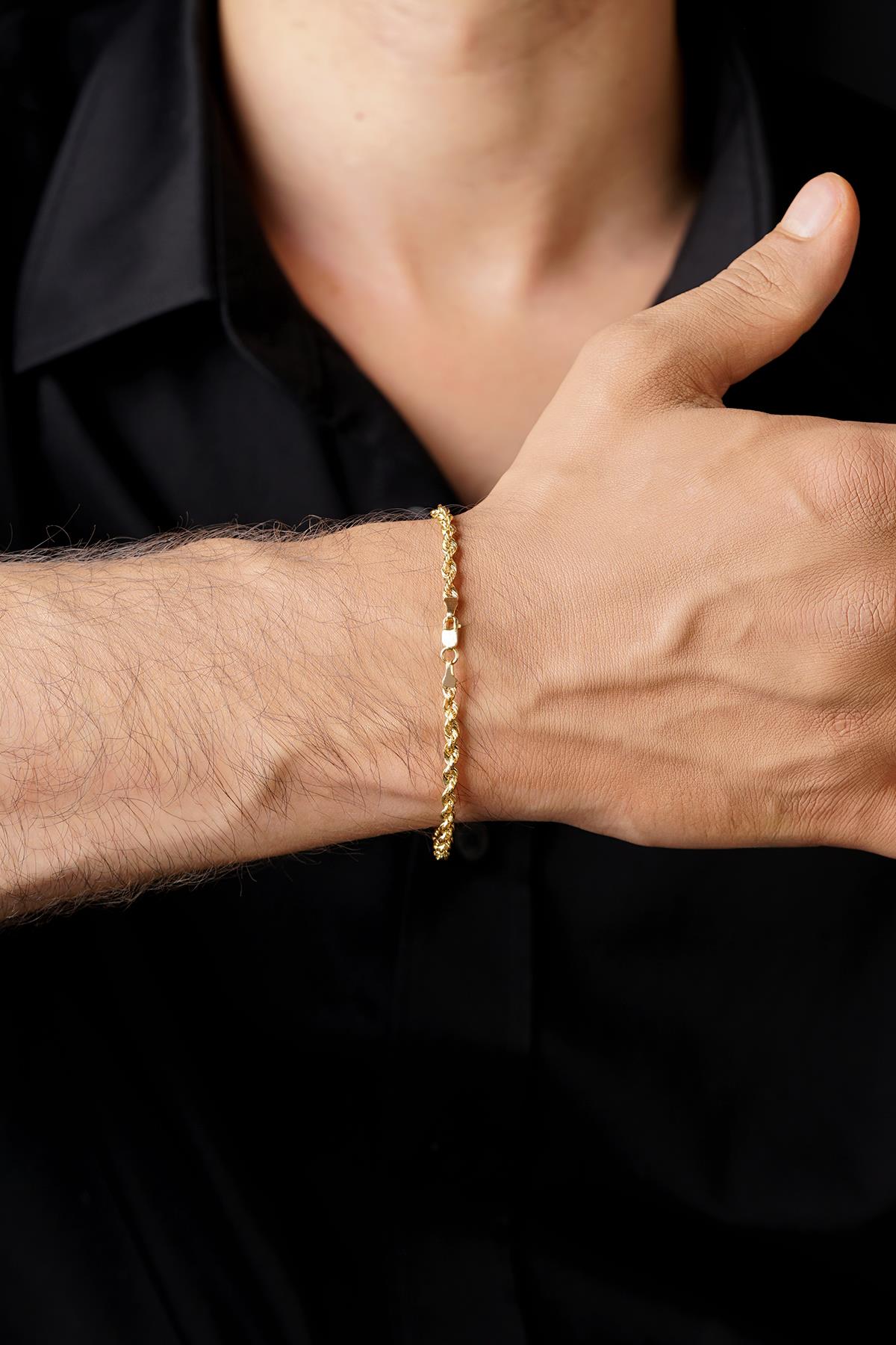 14K Solid Gold Light Rope Chain Bracelet   0.098 inch