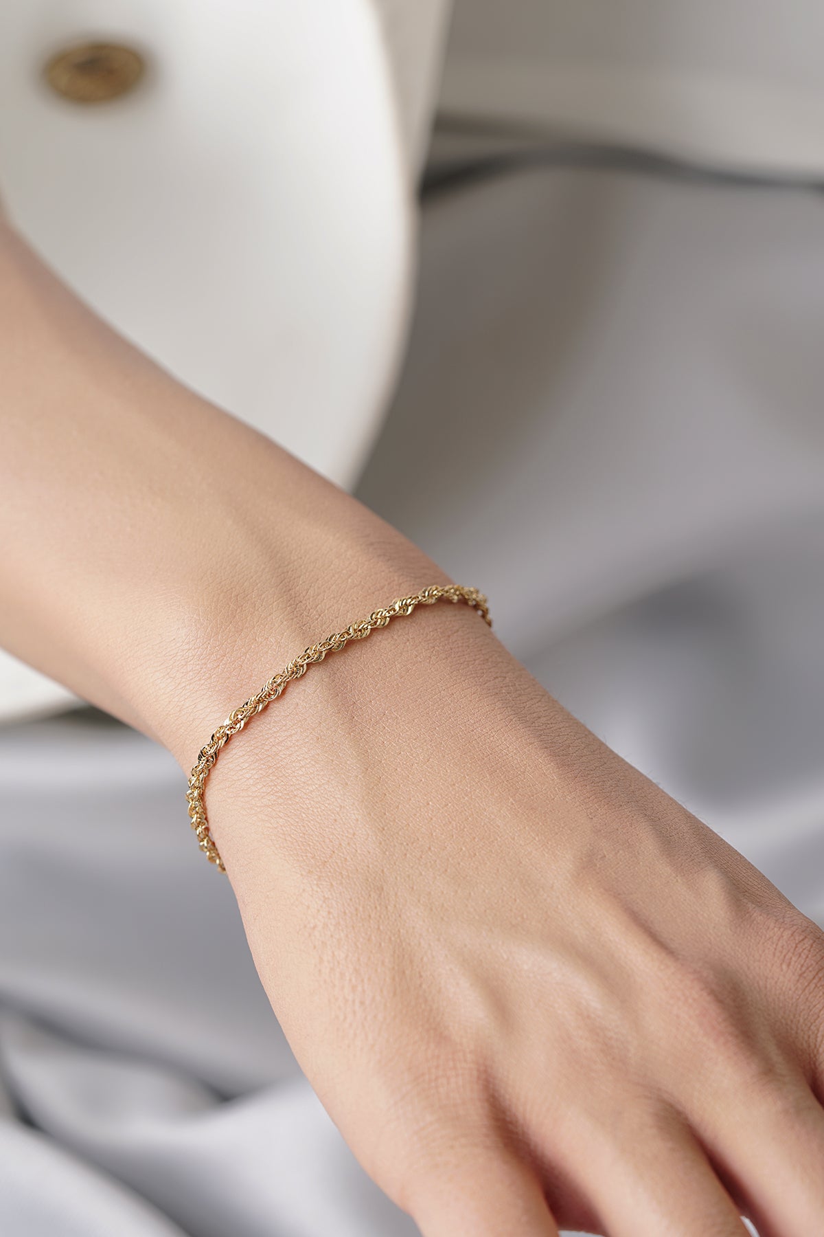 14K Gold Light Rope Chain Bracelet   0.098 inch