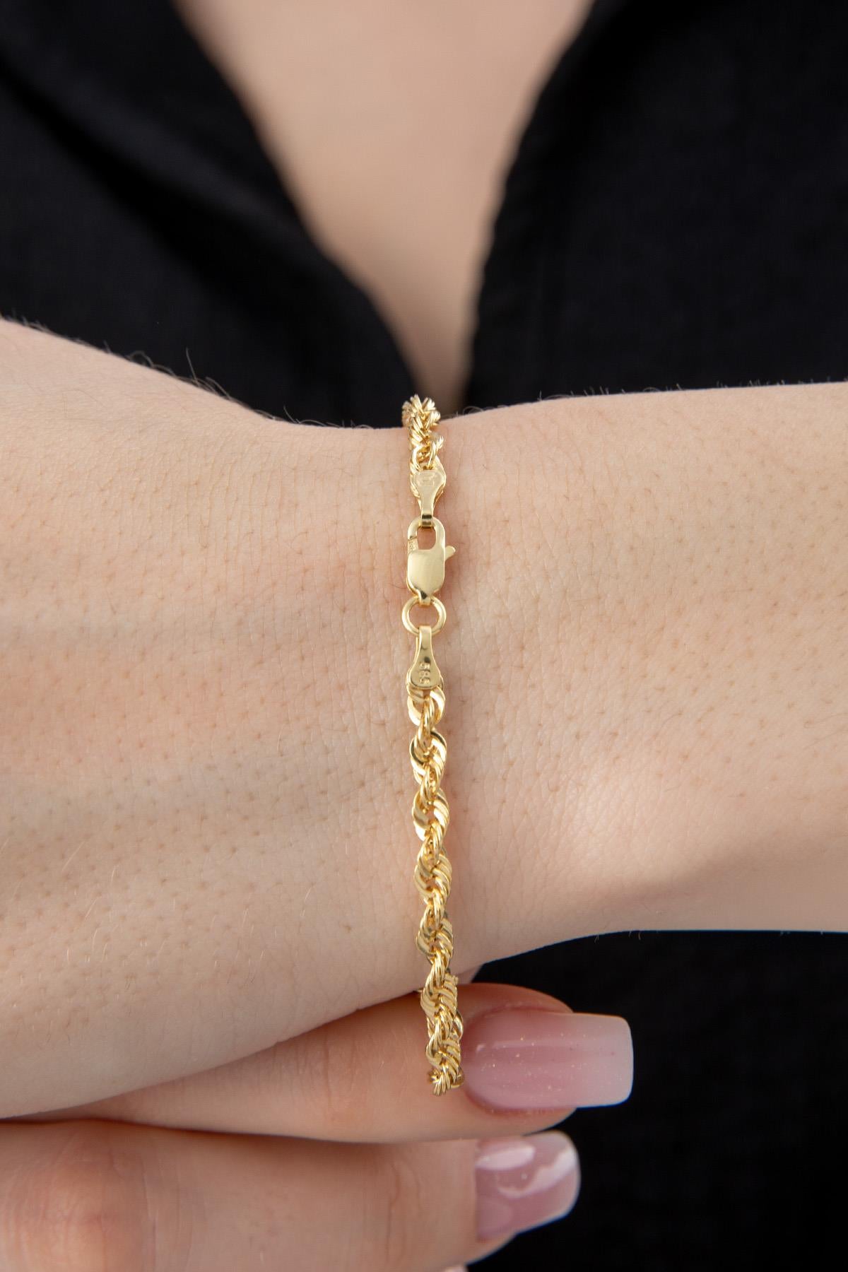 14K Gold Light Rope Chain Bracelet   0.124 inch