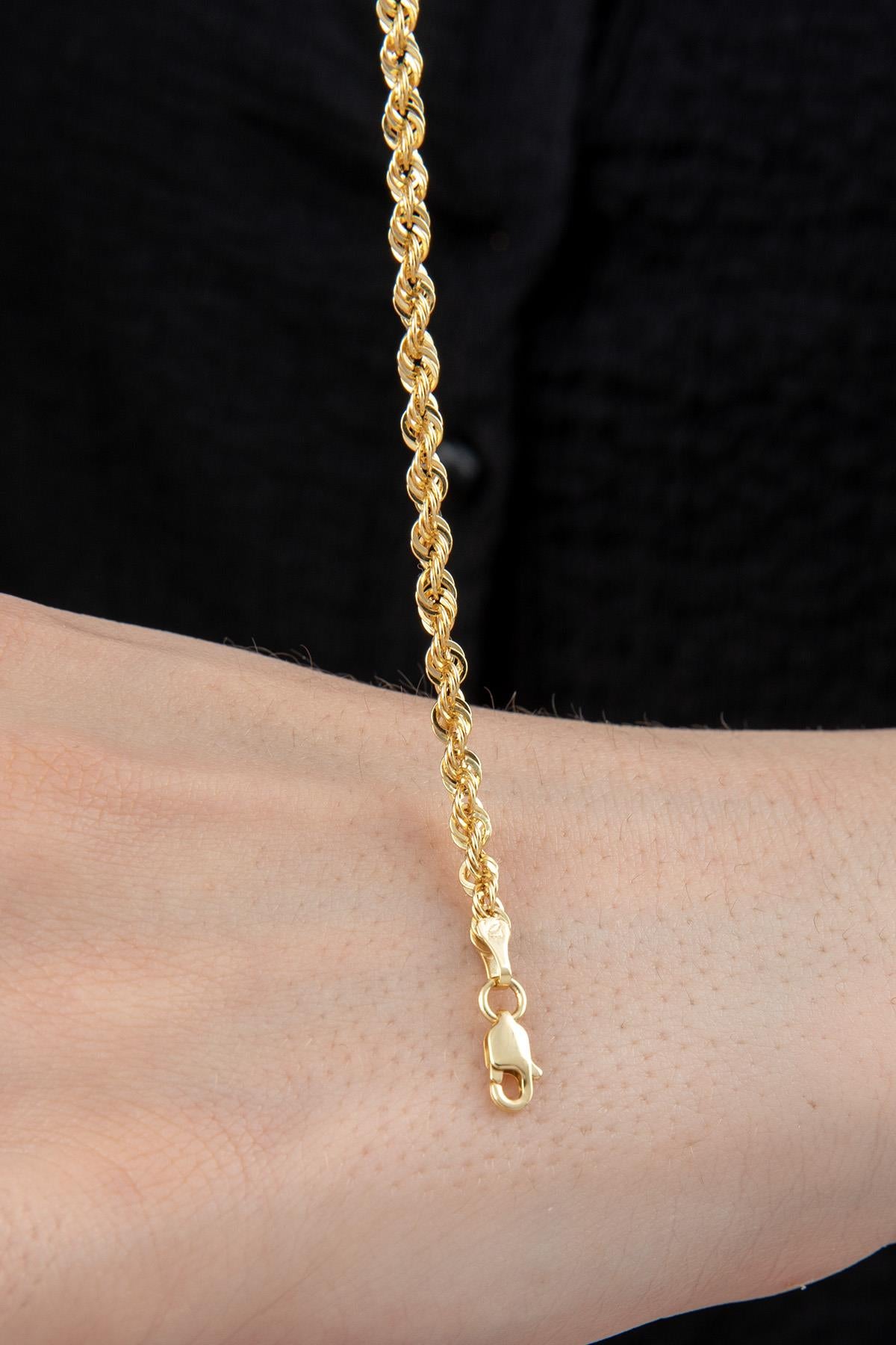 14K Gold Light Rope Chain Bracelet   0.124 inch