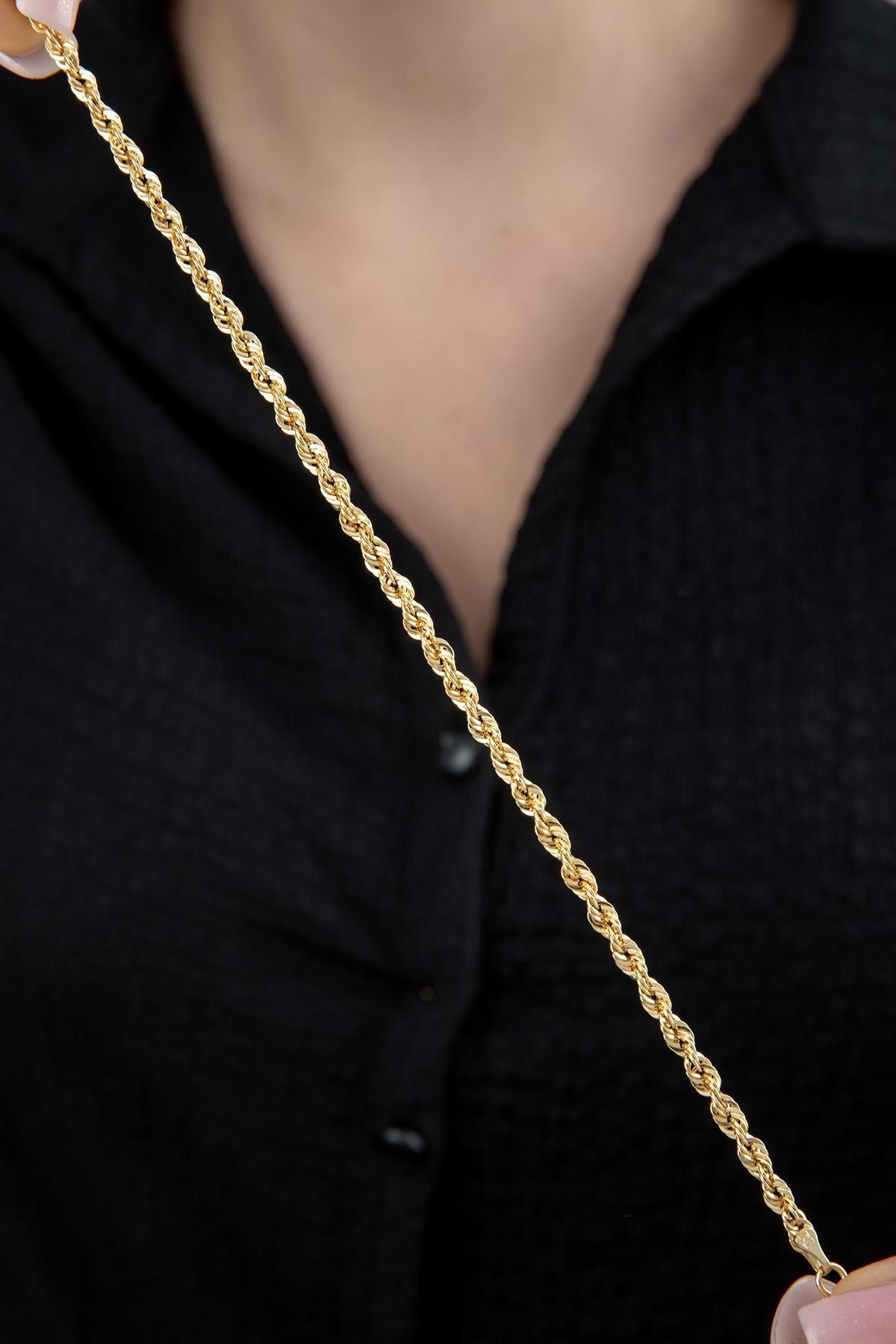 14K Gold Light Rope Chain Bracelet   0.124 inch