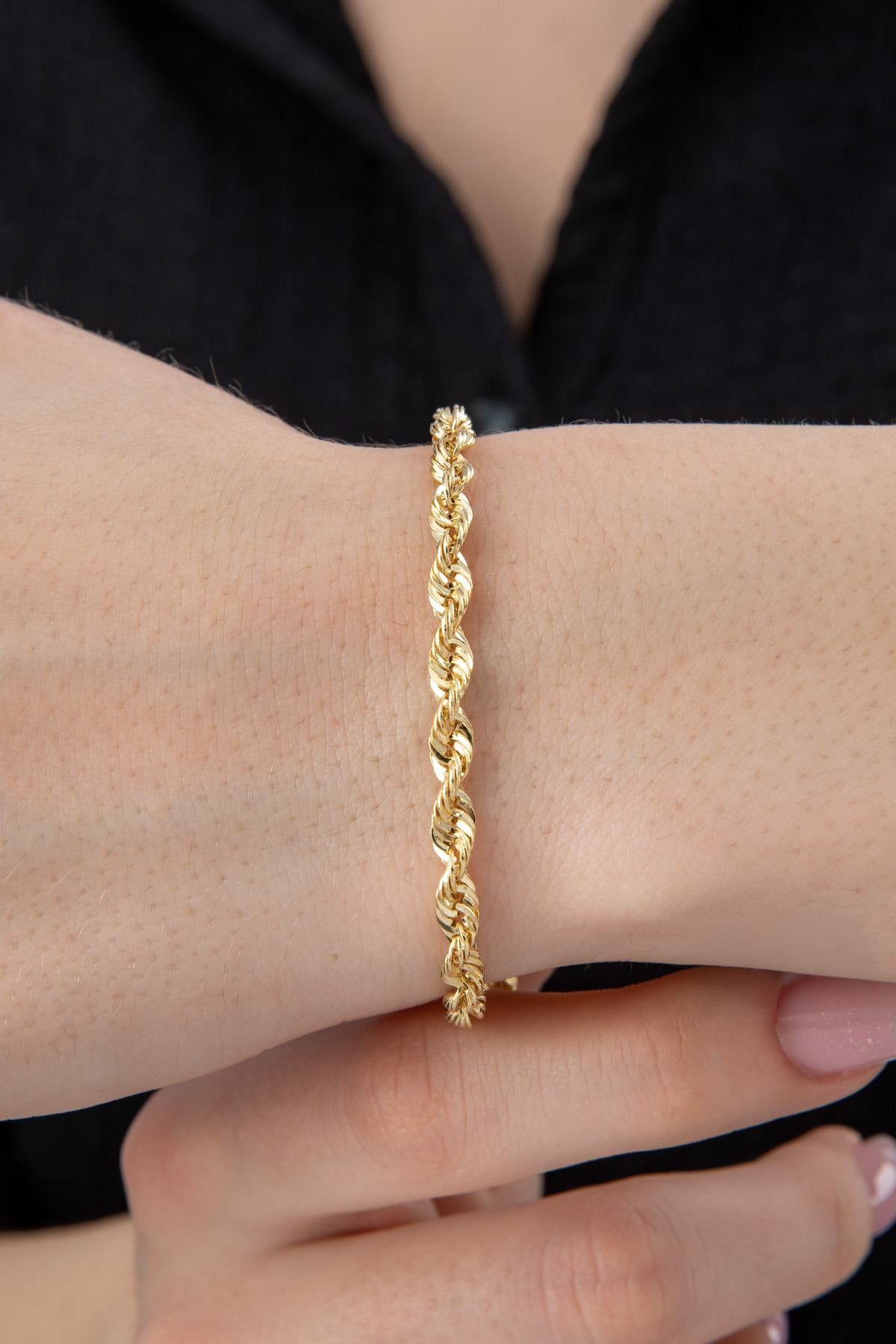 14K Gold Light Rope Chain Bracelet   0.153 inch