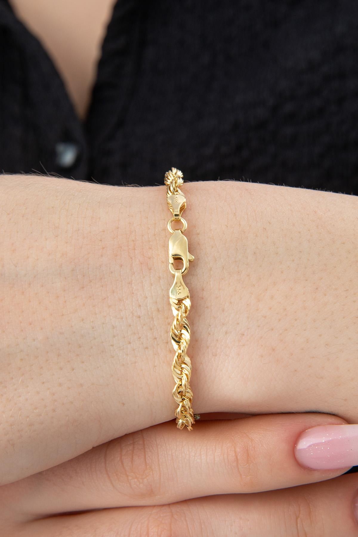 14K Gold Light Rope Chain Bracelet   0.153 inch