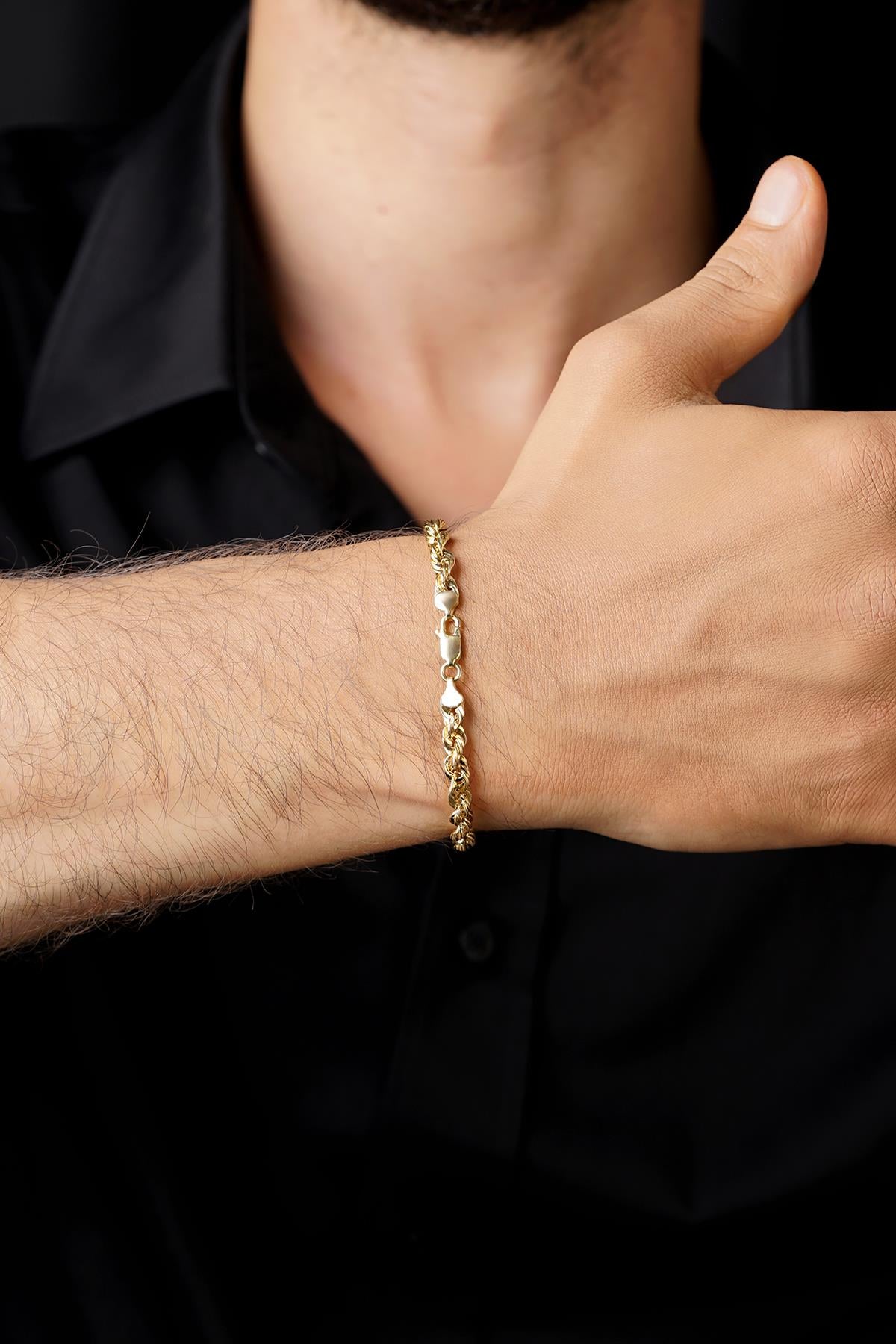 14K Solid Gold Light Rope Chain Bracelet   0.202 inch