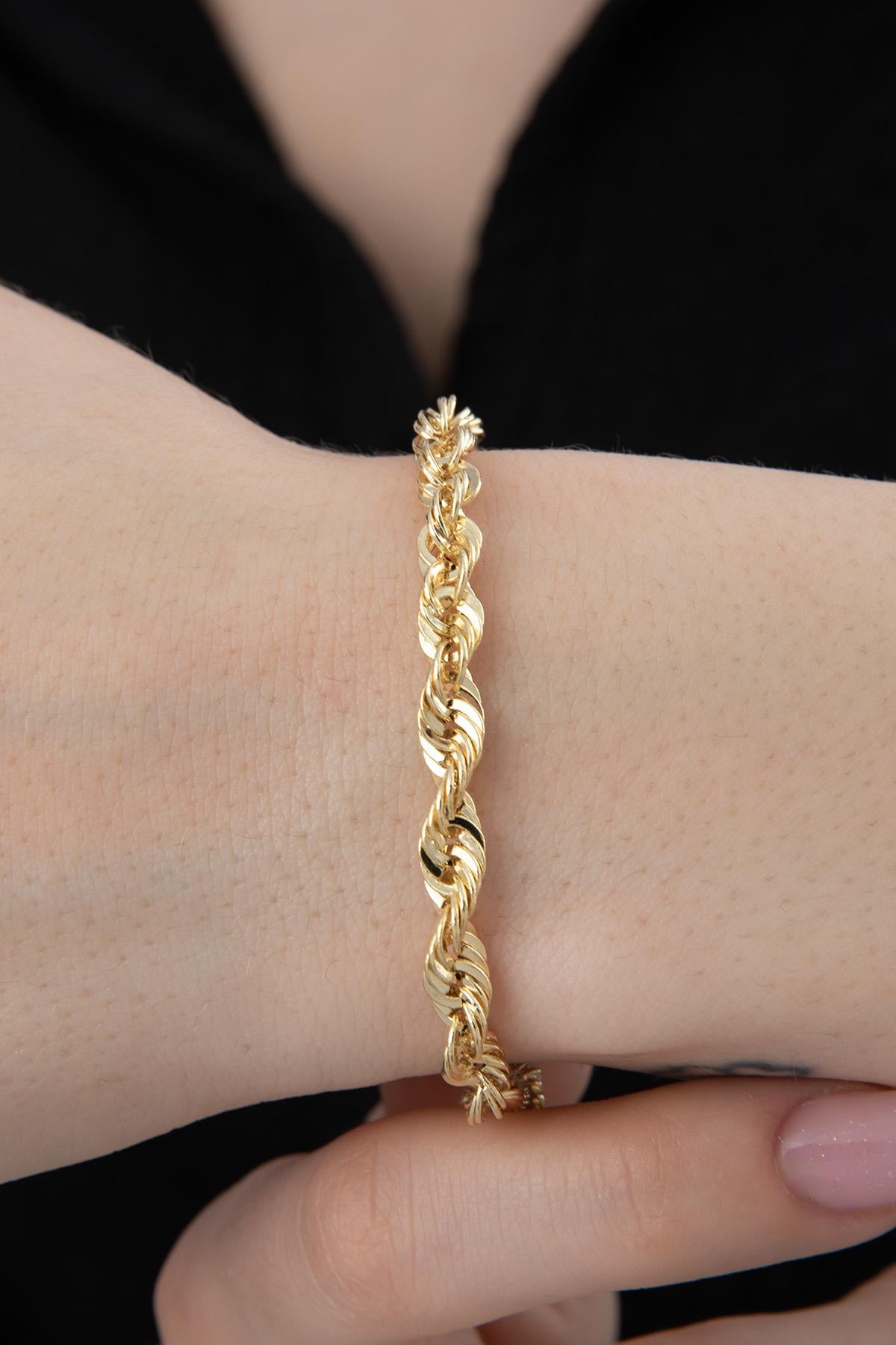 14K Gold Light Rope Chain Bracelet   0.202 inch