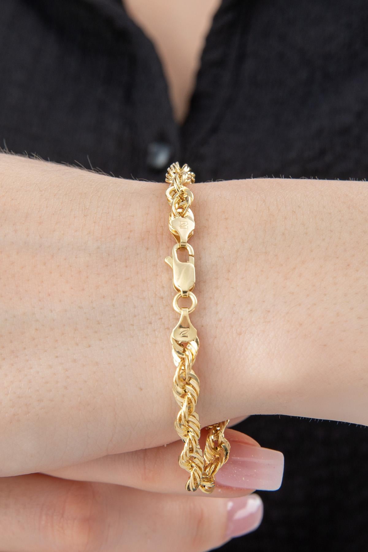 14K Gold Light Rope Chain Bracelet   0.202 inch